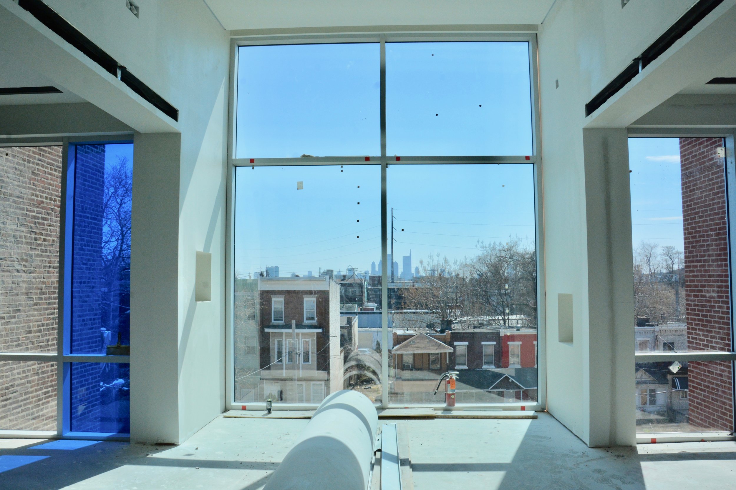  The south-facing view from inside the chapel, where a movable altar and ambo can stand. 