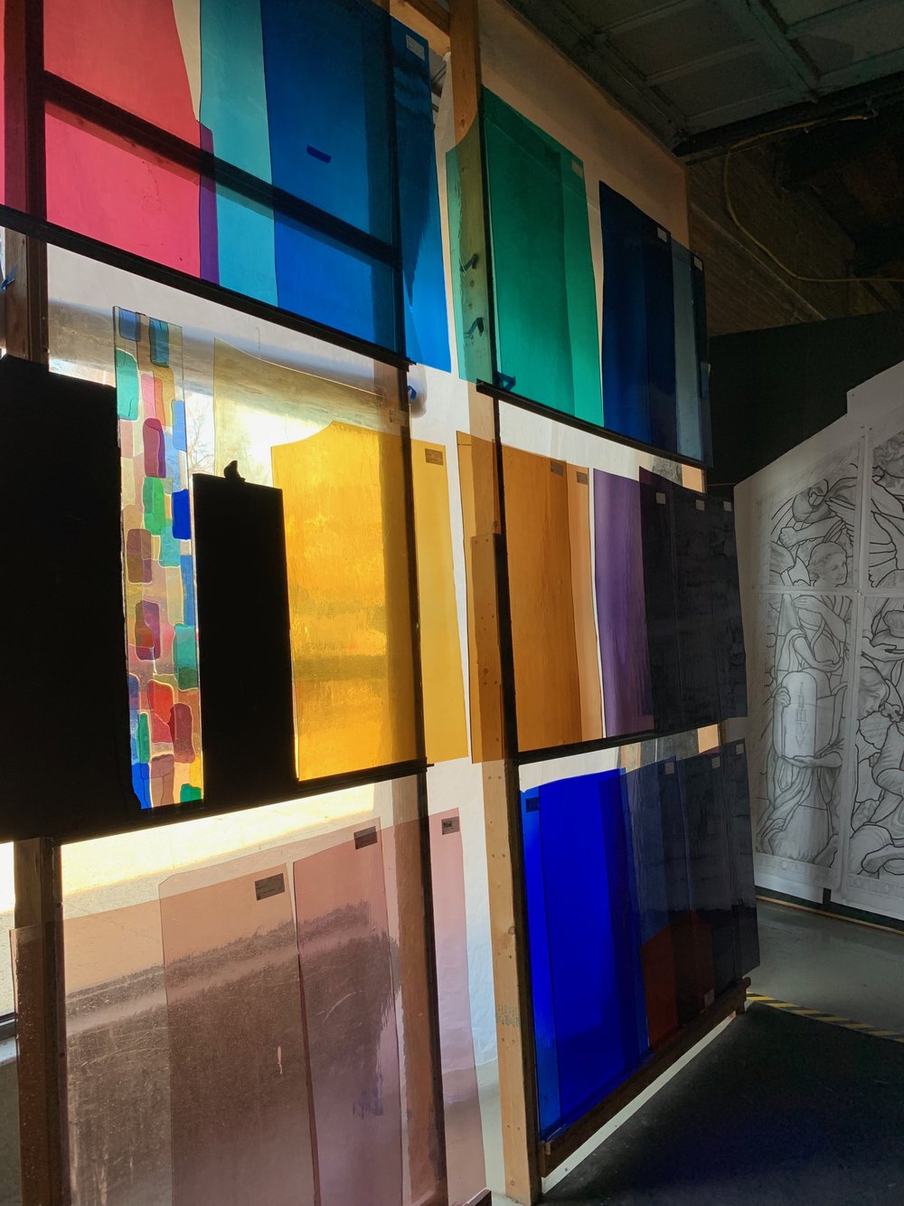  The stained glass windows in progress at Beyer Studio. 
