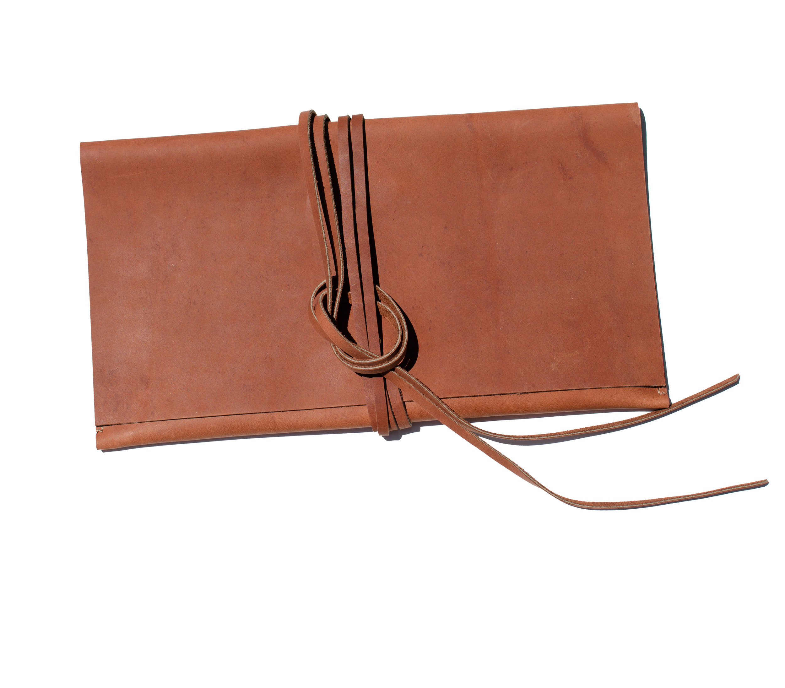 BARA structured leather clutch in rust