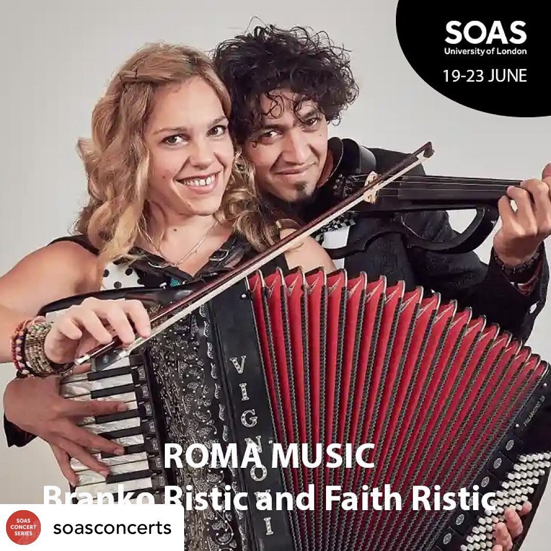 Posted @withregram &bull; @soasconcerts Whatever your instrument, here's a chance to play some authentic Roma music from virtuosic Serbian Roma Violinist Branko Ristic, and accordionist Faith Ristic. The course will look at melodies, improvisation, t