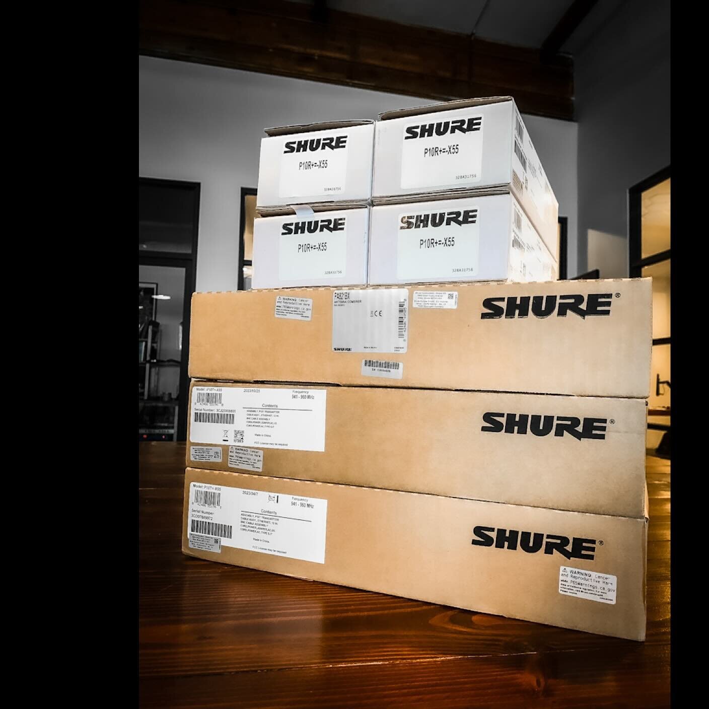 In addition to more conventional, license free radio equipment, we&rsquo;ve been consistently adding @shure X55 Band components to our inventory - today&rsquo;s shipment is a few channels of PSM1000 In Ear Monitor Systems with another #PA821BX Antenn