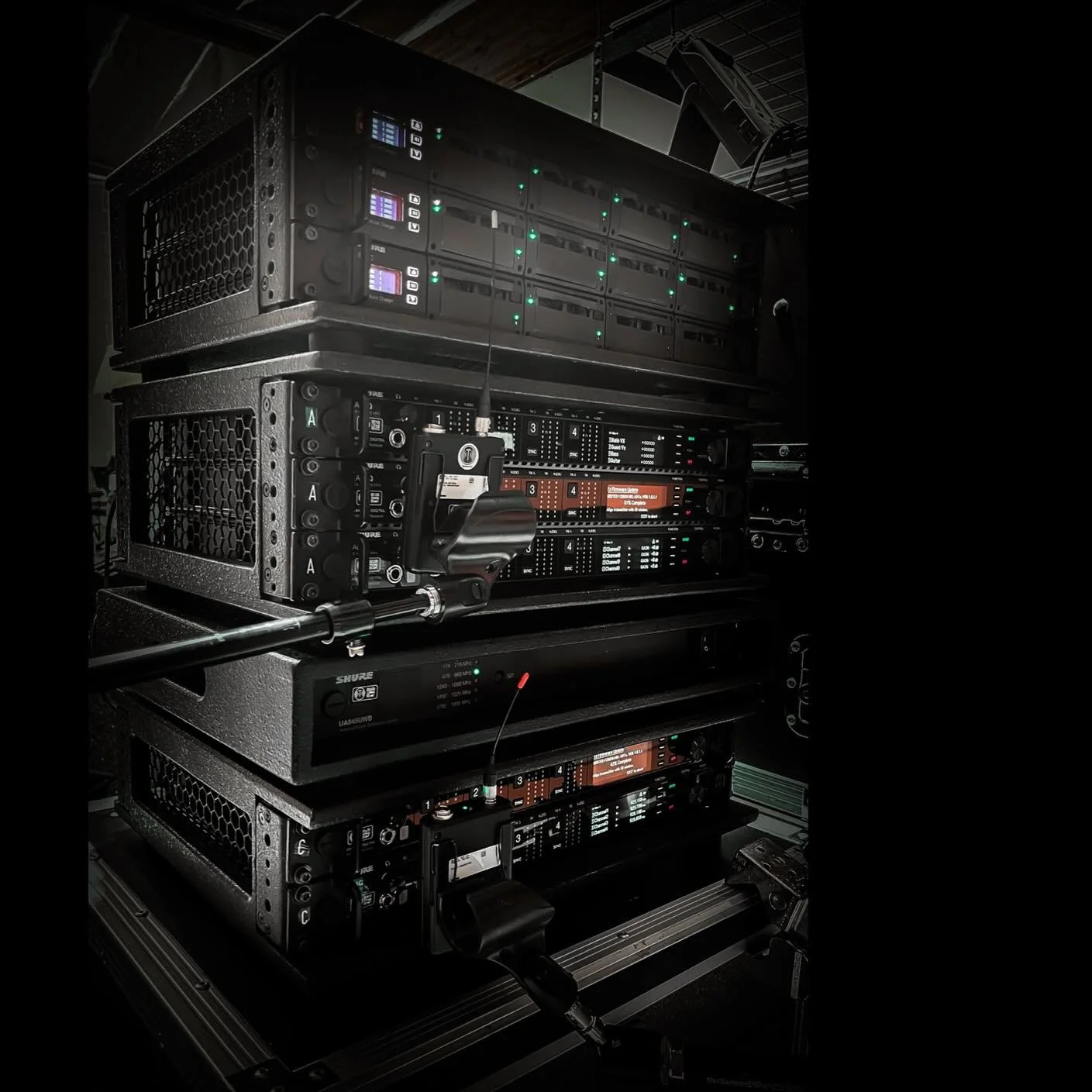 Supplemental 20 Channel Axient Digital G57 / X55 Band Mic System for a theater production, with remote Frequency Coordination via TeamViewer scheduled during the load in and setup of the system on site.

Wherever you have an internet connection, Tele