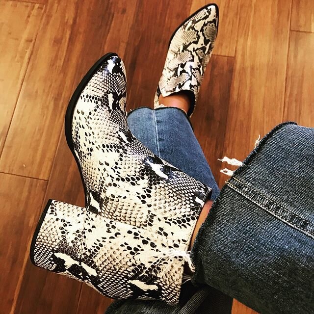 Back by popular demand these python print boots are the perfect height and design that makes every outfit pop