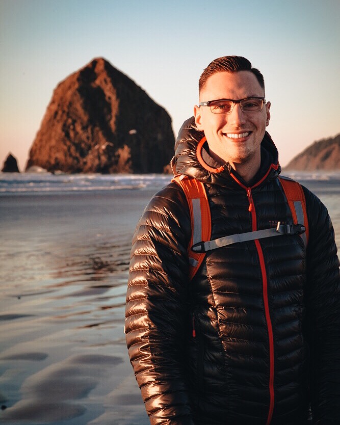  Taken at Canon Beach, Oregon on a crisp winter day by my wife Holly - one of the few field photos I have of myself as I'm usually hiding behind the camera. 
