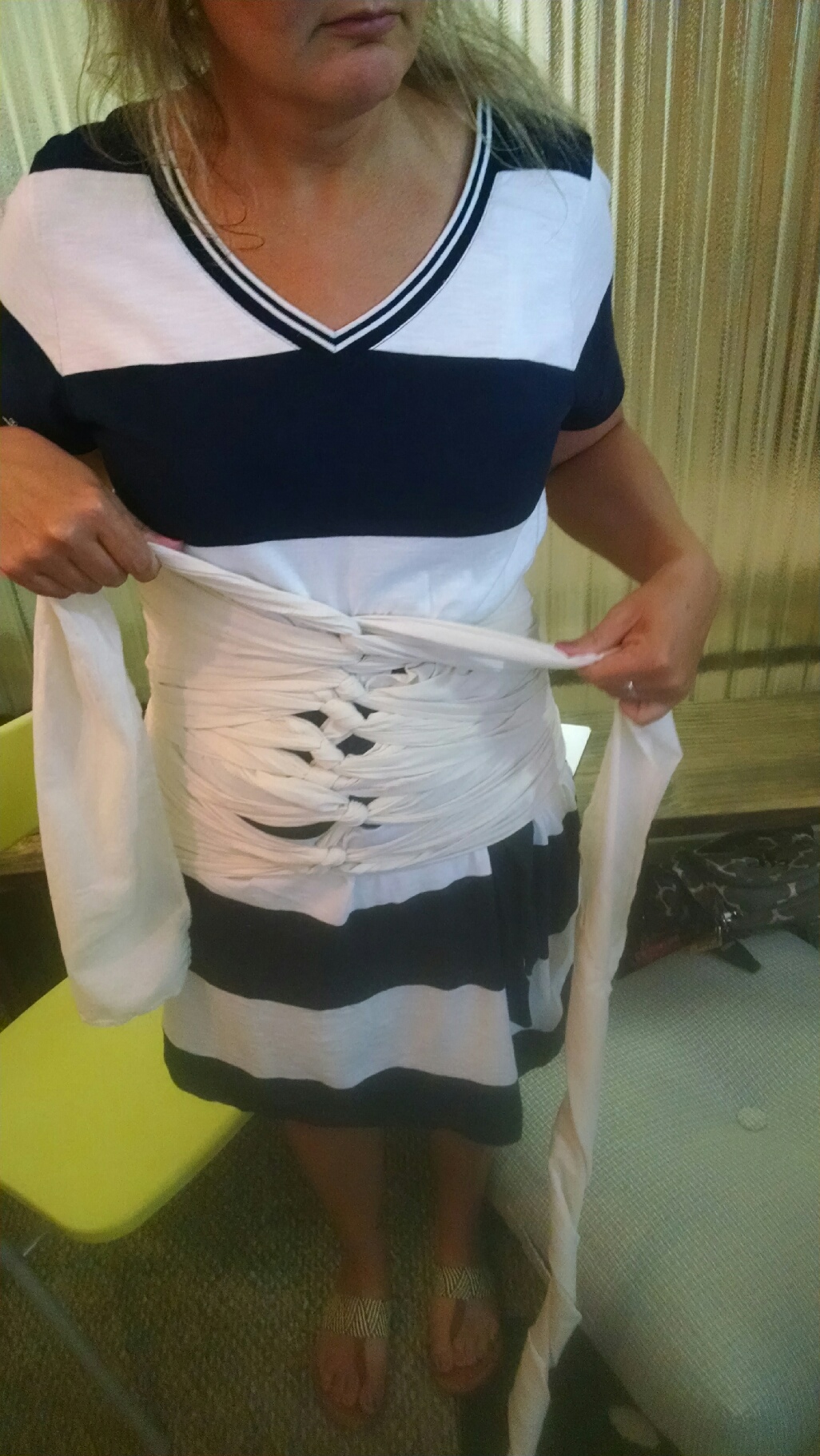 Angel practices with her wrap