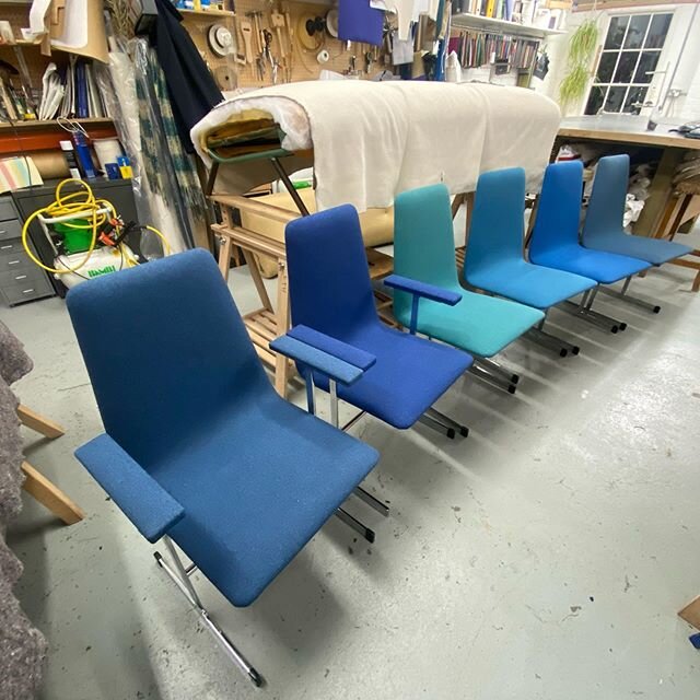 All lined up ready to go....#upholstery #upholsterer #bespoke #diningchairs #interiors