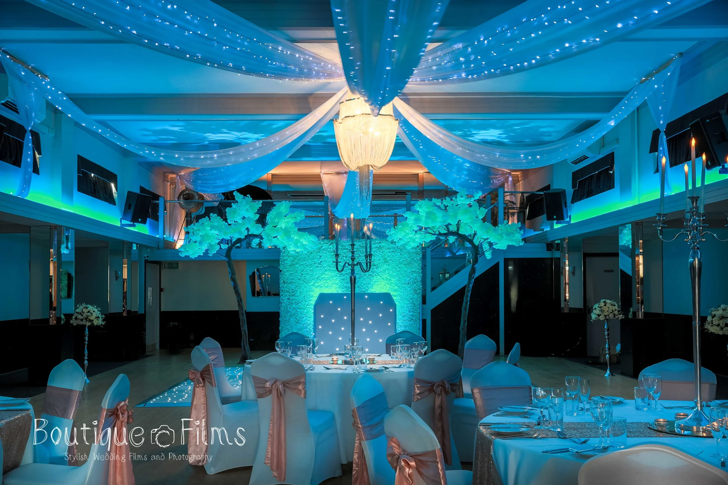 Blue Lighting Wedding Reception at The Arlington Ballroom, Southend-on-Sea, Essex