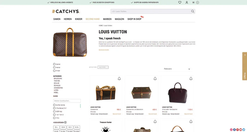 BeFifty Blog für Frauen über 40 und über 50. Beate Finken. Vintage und Second Hand Shopping. Catchys die Plattform für Online Second Shopping. Louis Vuitton Tasche Second Hand kaufen