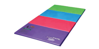 Panel Mat - The most popular size is 4’ x 8’ x 1 3/8’’ This is a basic tumbling mat and can be folded up. It should be used only for conditioning and practicing skills that the gymnast already knows how to execute safely and properly. The gymnast should always consult with her coach before trying anything at home.