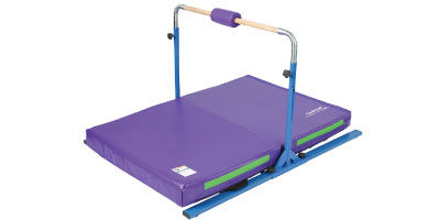 Junior Bar Pro Package 1 - This is a basic freestanding single bar with a soft landing mat underneath and should be used only for conditioning and practicing skills that the gymnast already knows how to execute safely and properly. The gymnast should always consult with her coach before trying anything at home.  Be advised that there is a weight limit for this item.