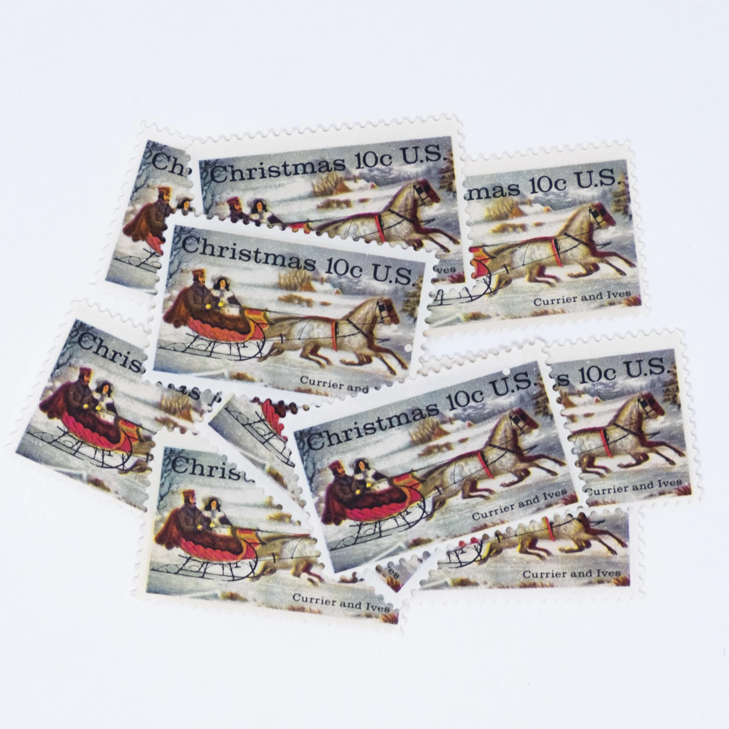 10 x 10-cent Currier and Ives Christmas Stamps
