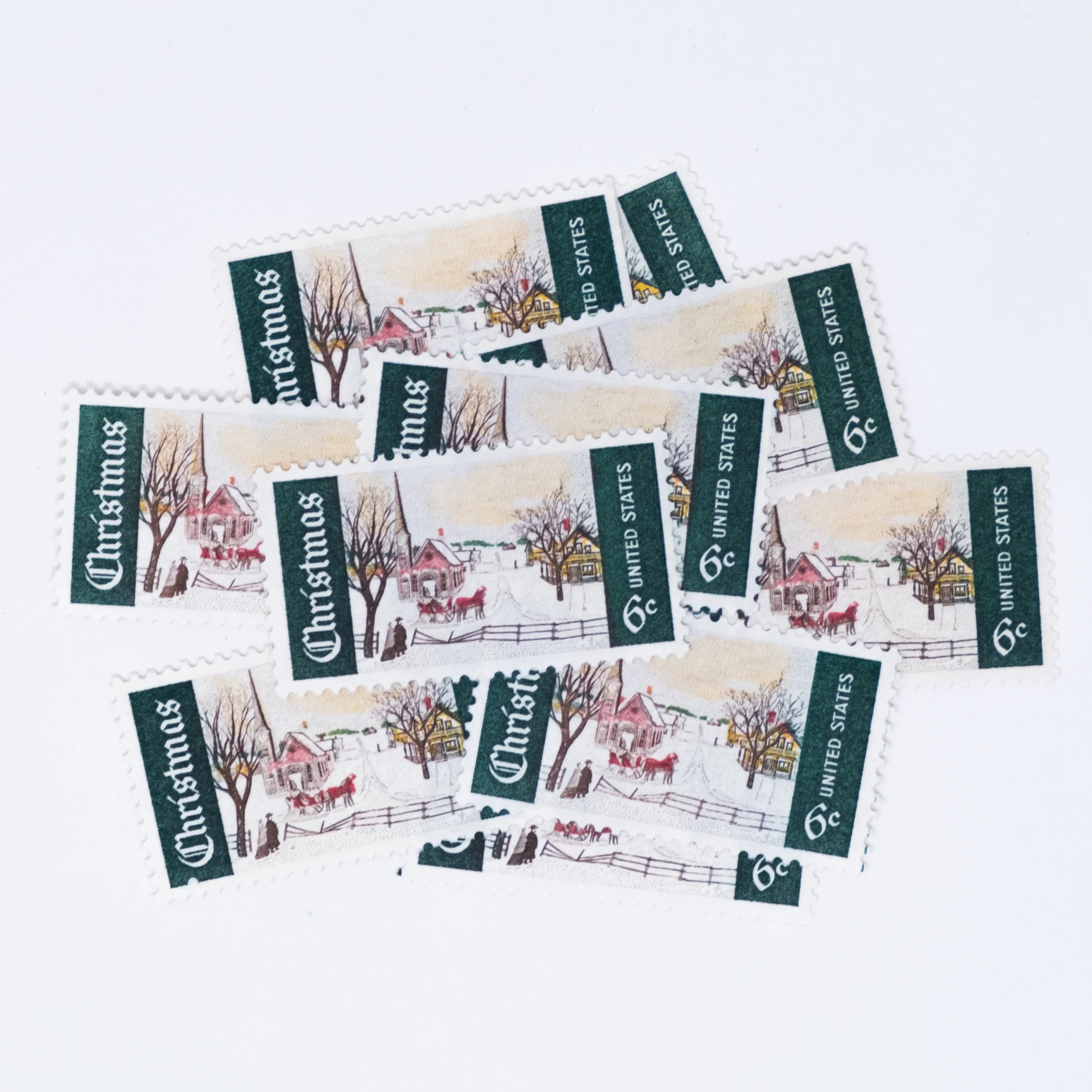 10 x 6-cent Snowy Christmas Scene Stamps