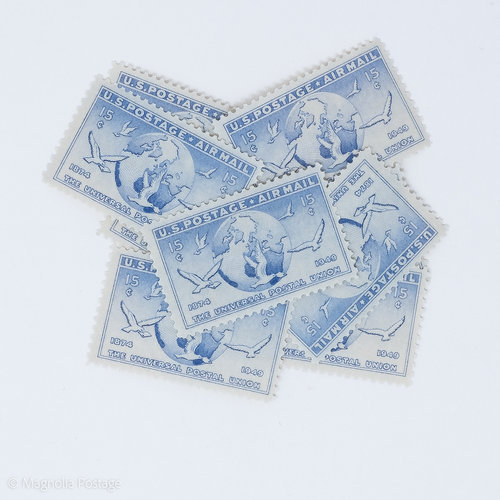 68 cents . Blue Vintage Postage Stamp Variety Pack . Set of 5 Marketplace  Postage Stamps by undefined