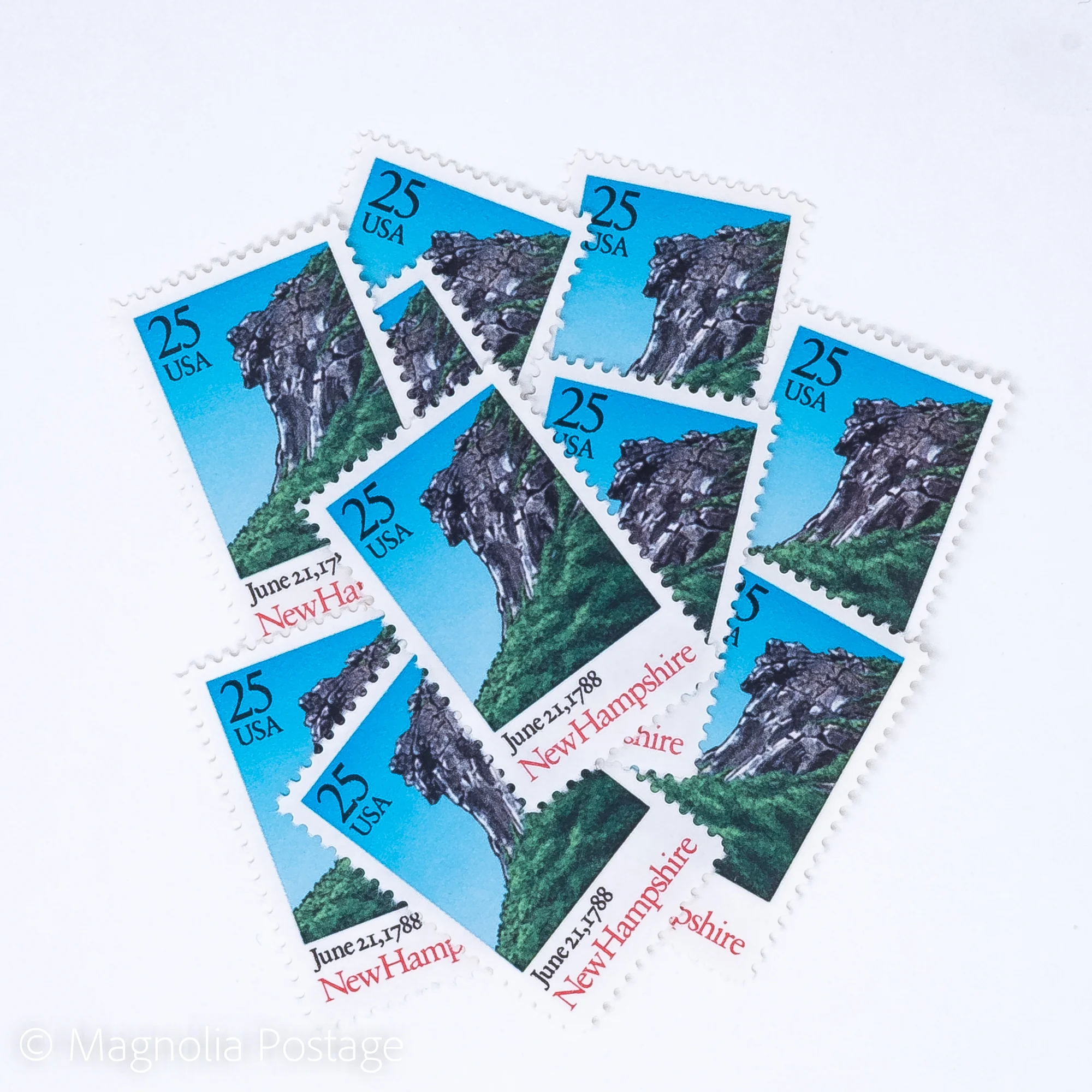 10 x 25-cent New Hampshire stamps