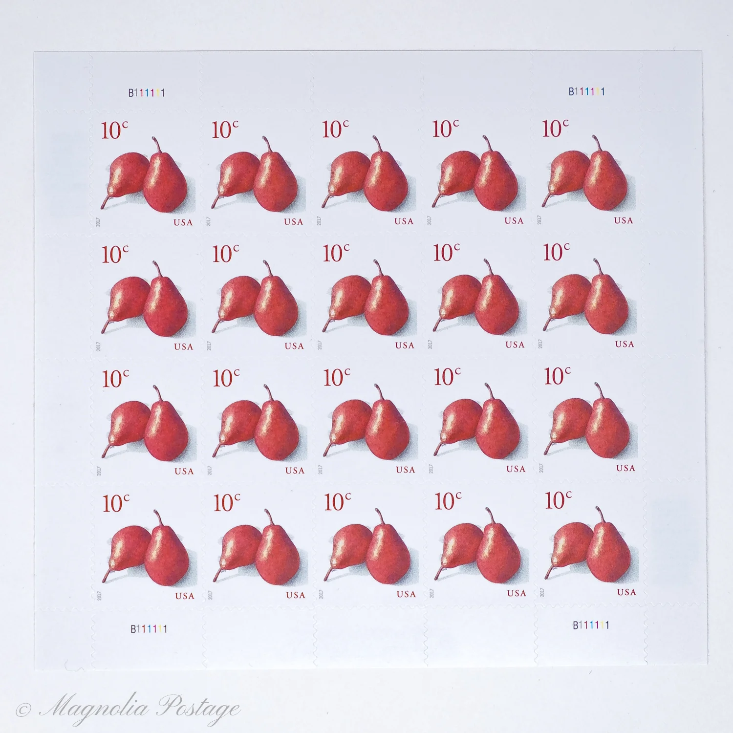 20 x 10-cent Red Pear stamps