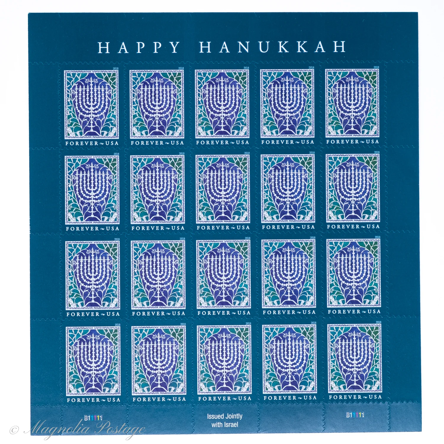 20 x 55-cent Hanukkah Menorah Stamps 
