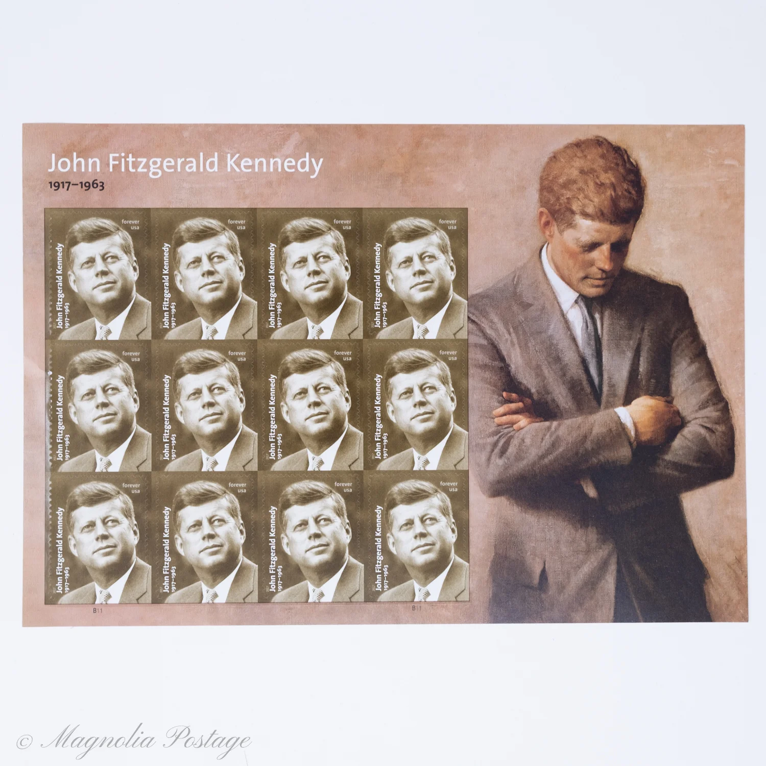 12 x 55-cent John Fitzgerald Kennedy stamps