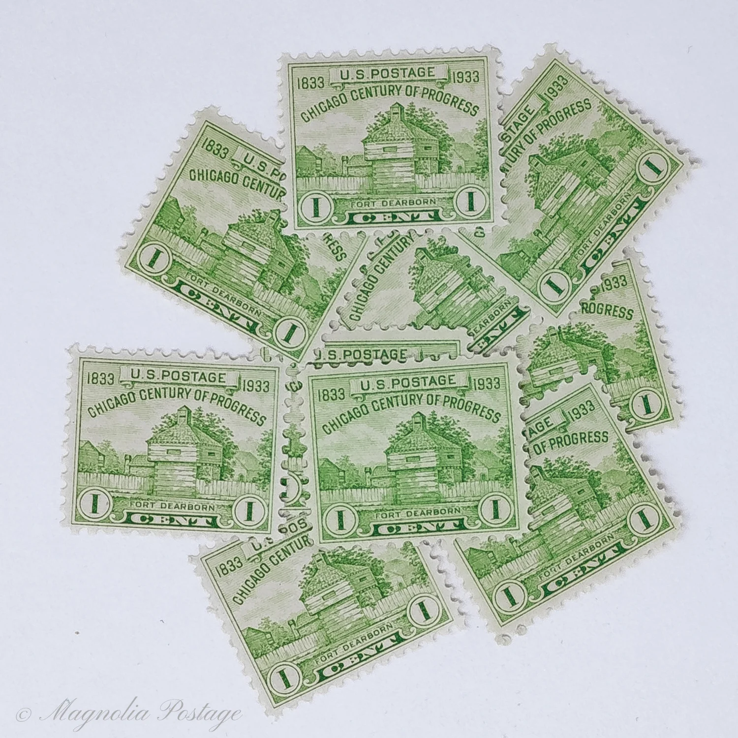 10 x 1-cent Century of Progress - Fort Dearborn - Chicago stamps