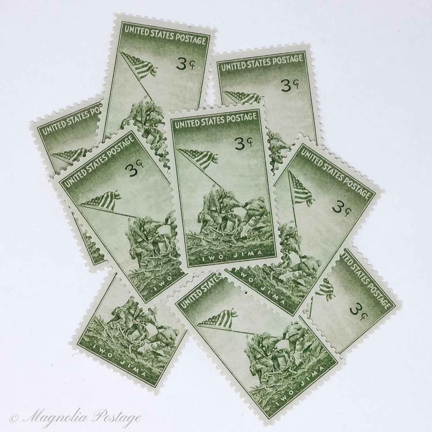 10 x 3-cent Iwo Jima stamps