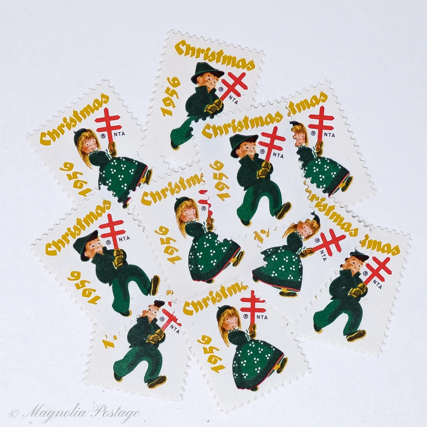 10 x 1956 American Lung Association Christmas Seals