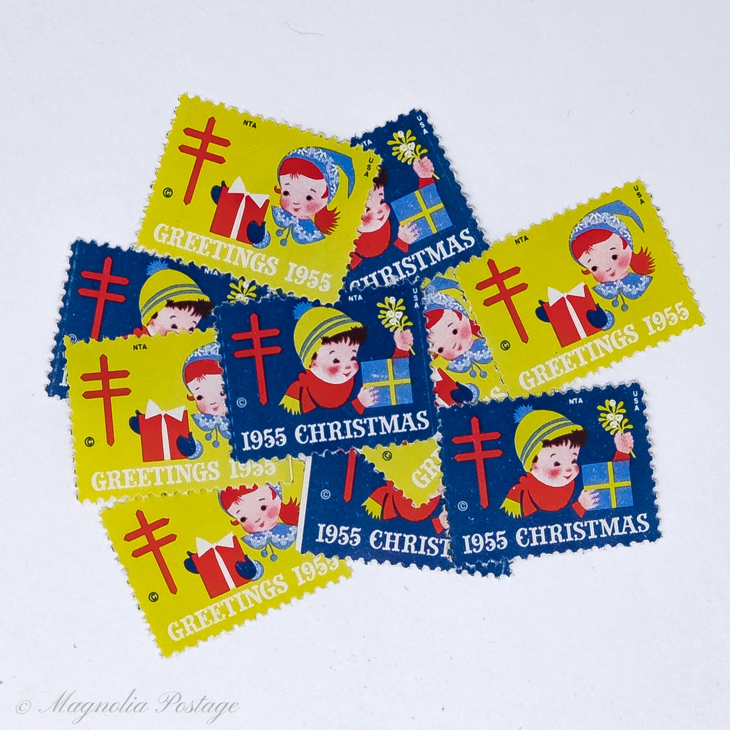 10 x 1955 American Lung Association Christmas Seals