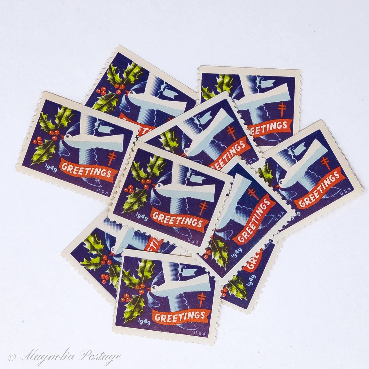 10 x 1949 American Lung Association Christmas Seals