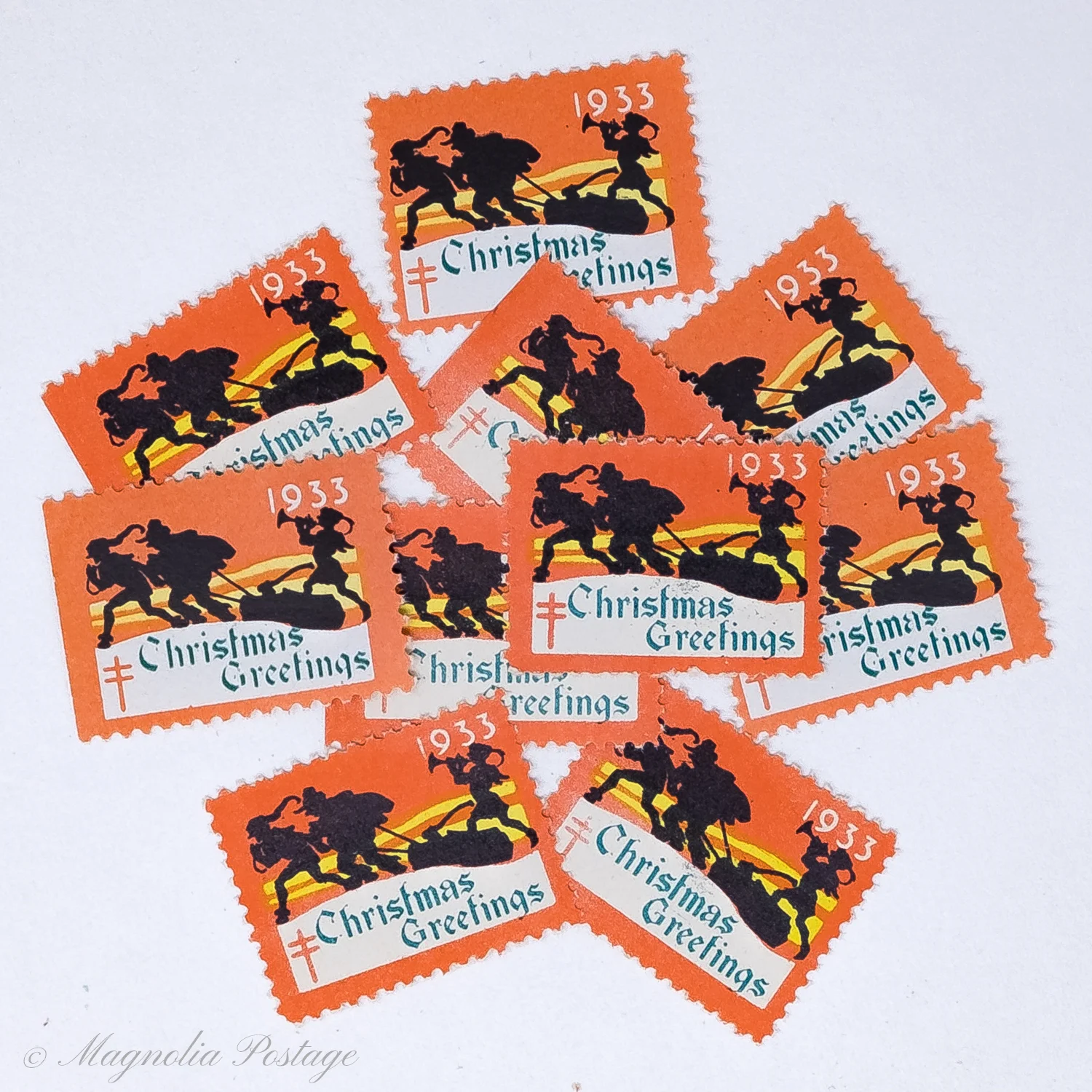 10 x 1933 American Lung Association Christmas Seals