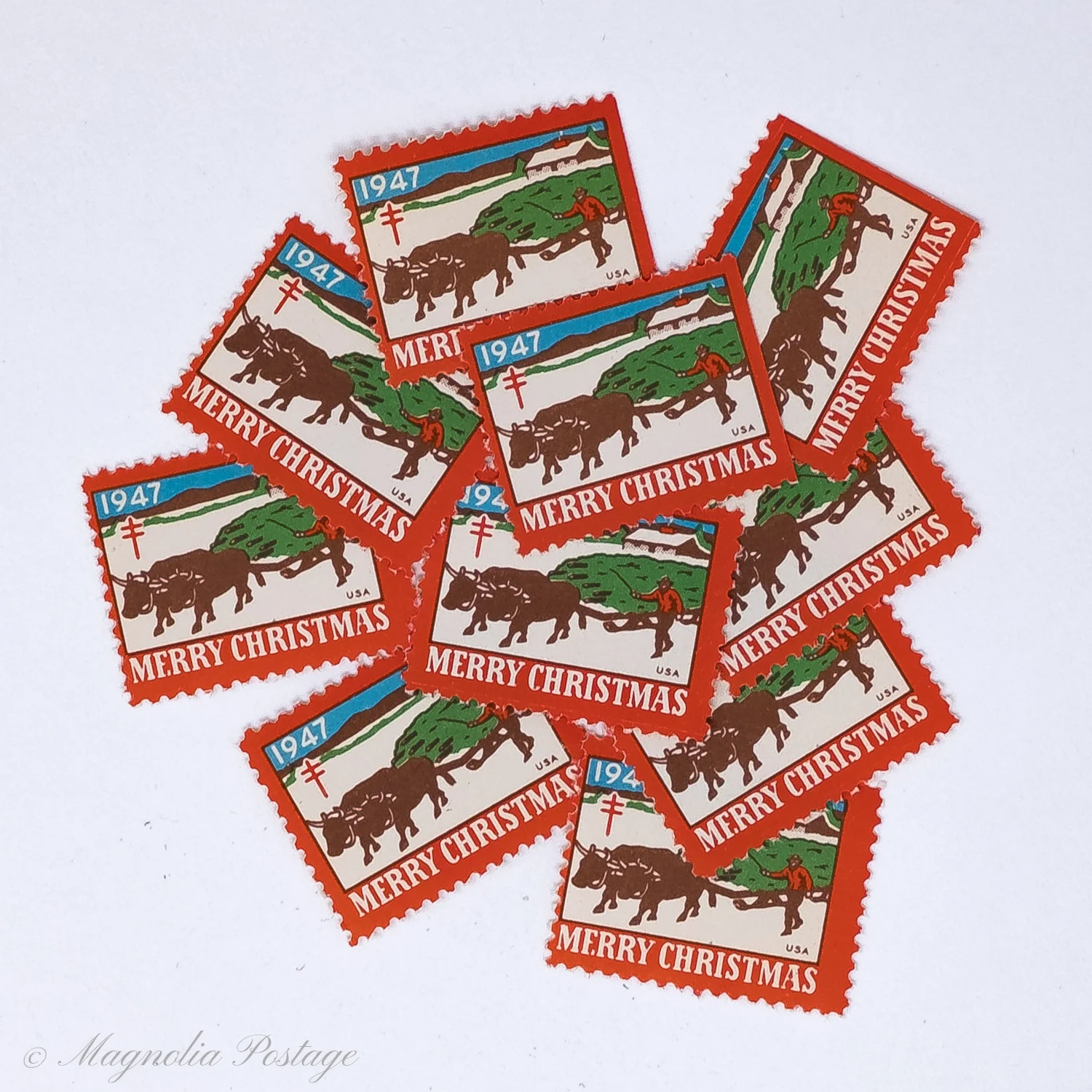 10 x 1947 American Lung Association Christmas Seals