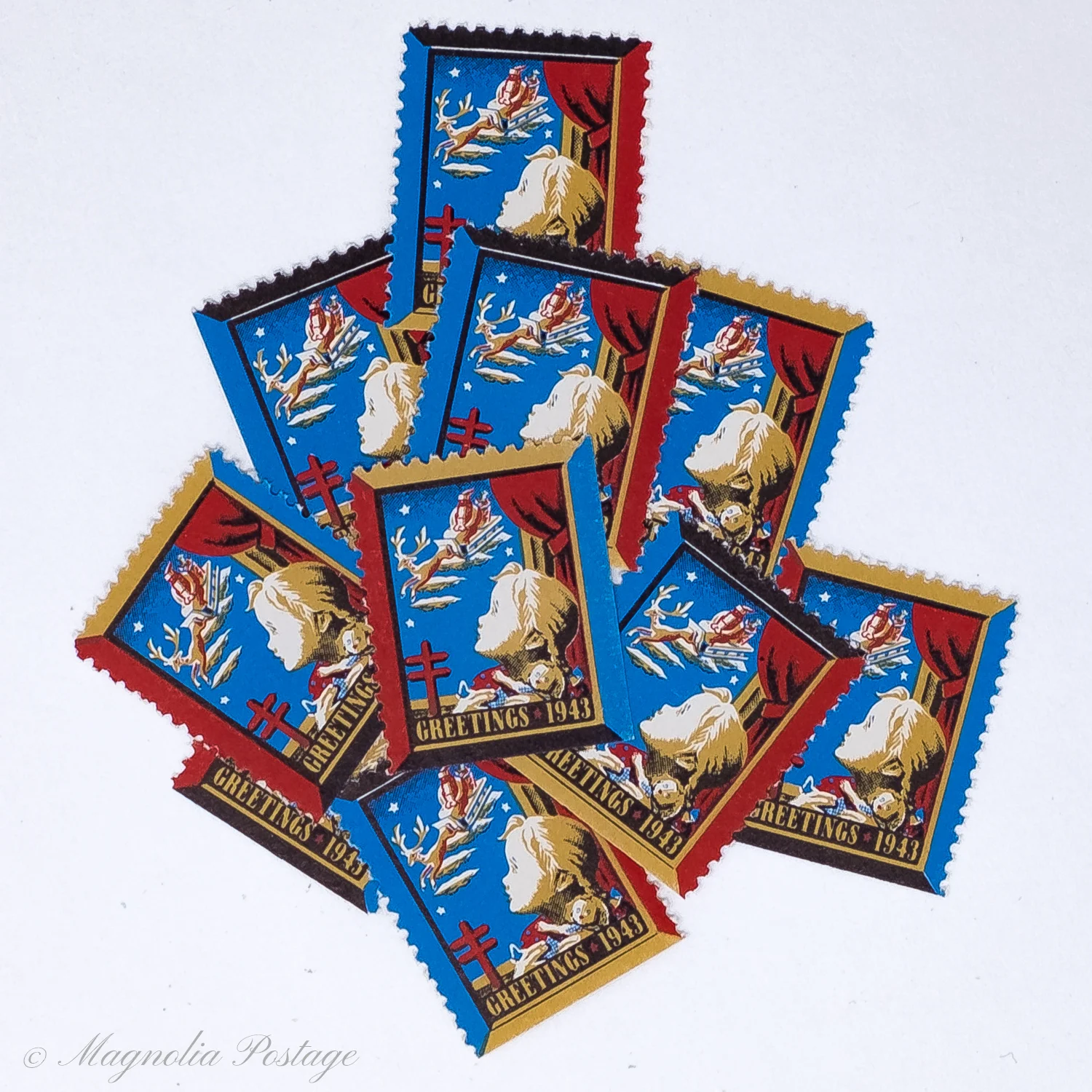 10 x 1943 American Lung Association Christmas Seals