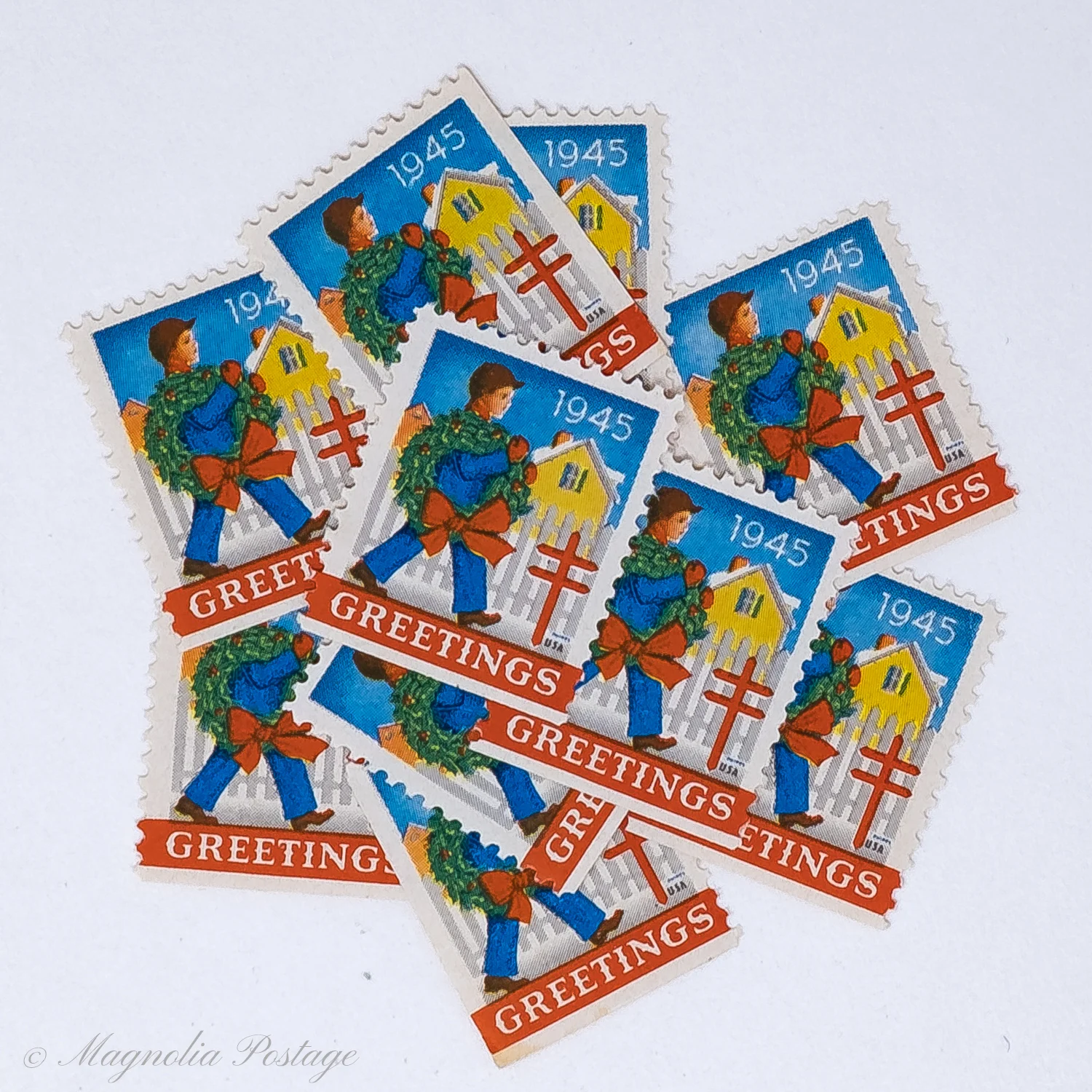 10 x 1945 American Lung Association Christmas Seals