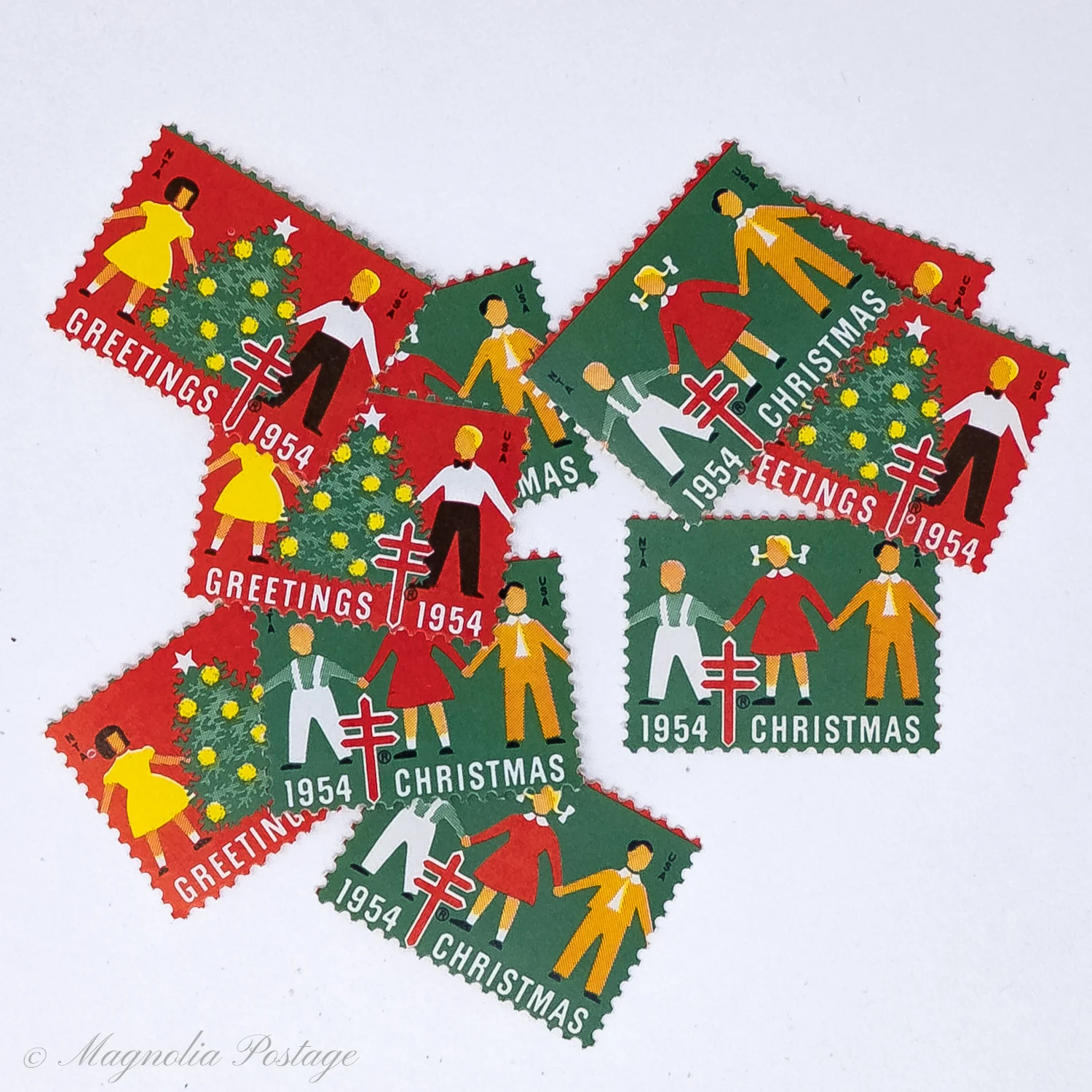 10 x 1954 American Lung Association Christmas Seals