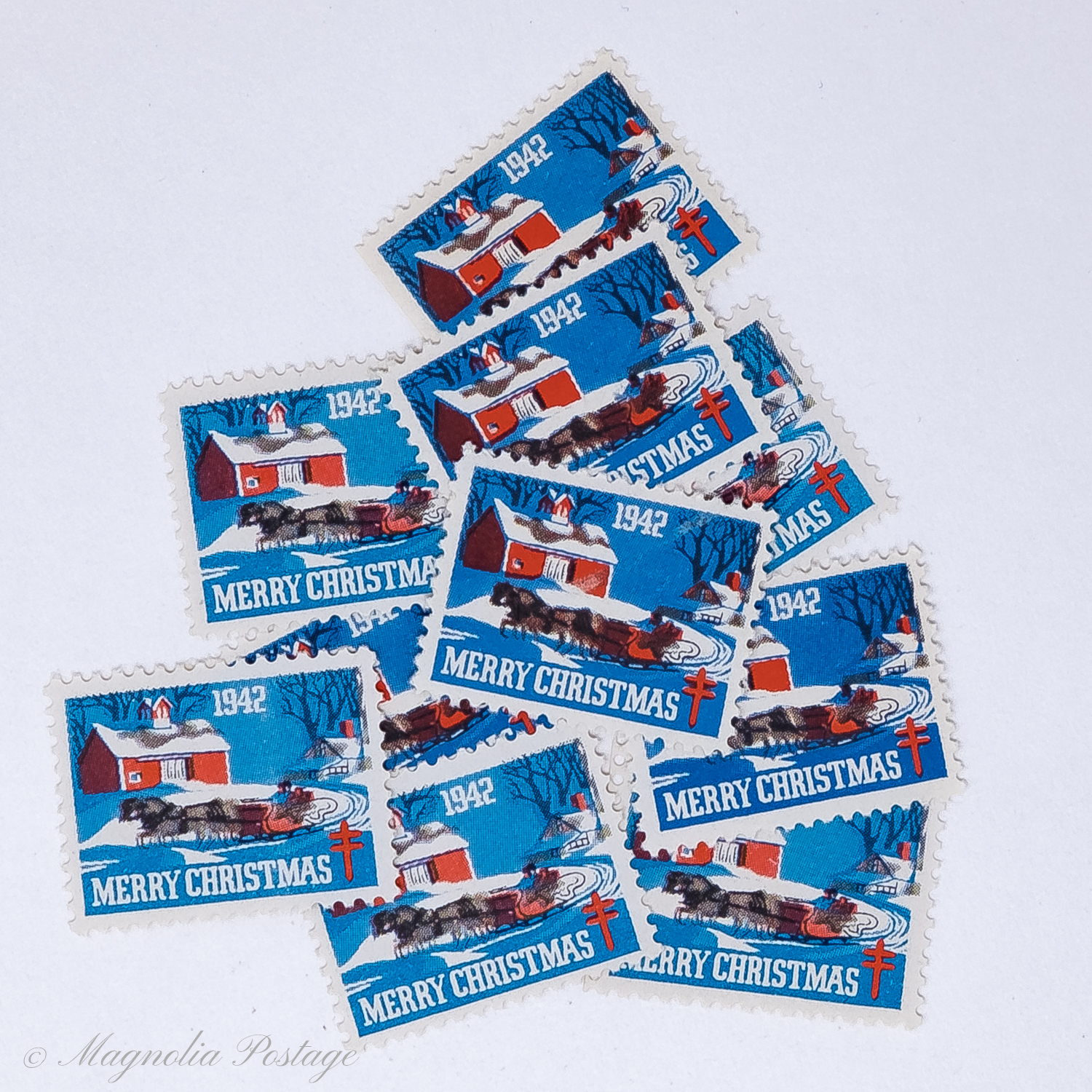 10 x 1942 American Lung Association Christmas Seals