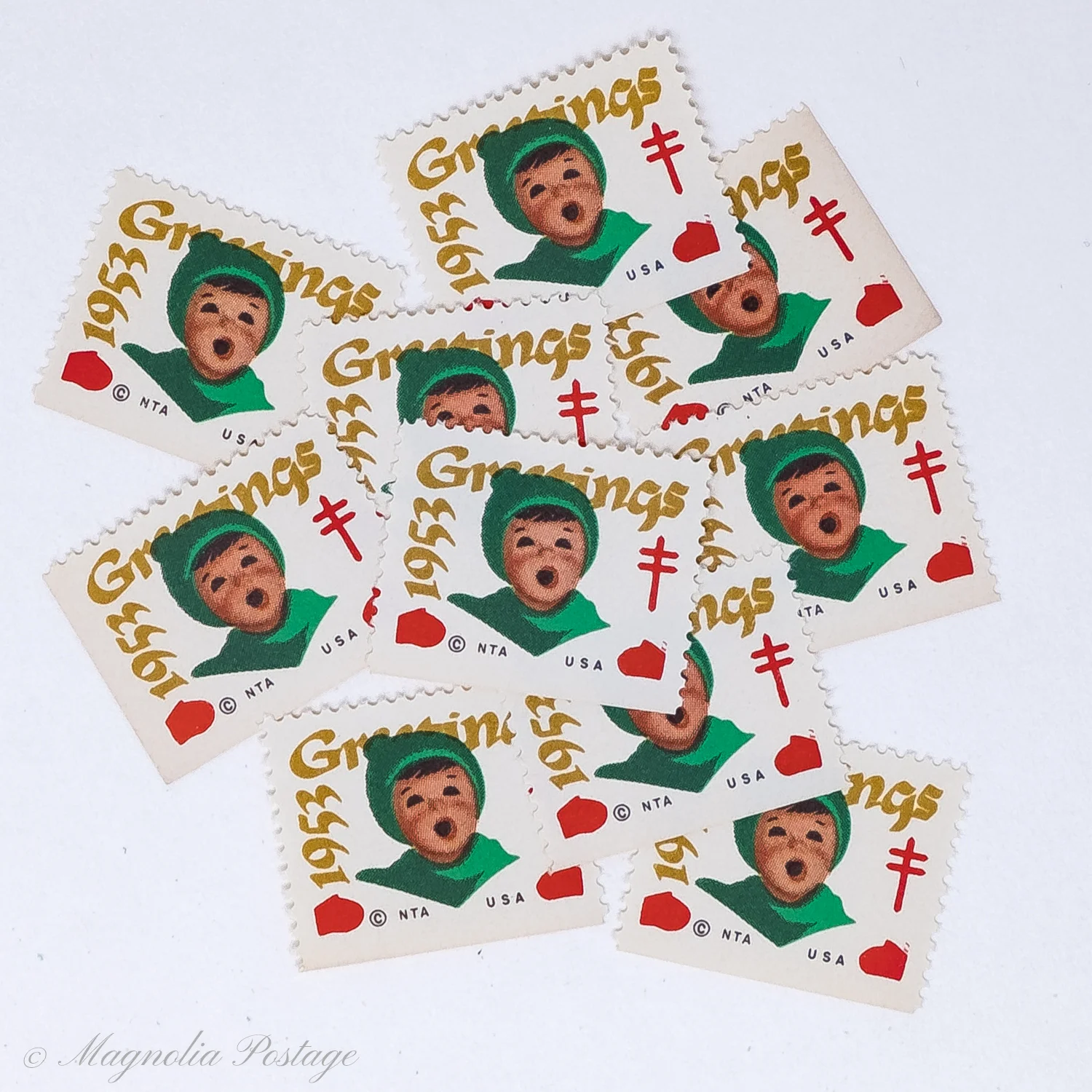 10 x 1953 American Lung Association Christmas Seals