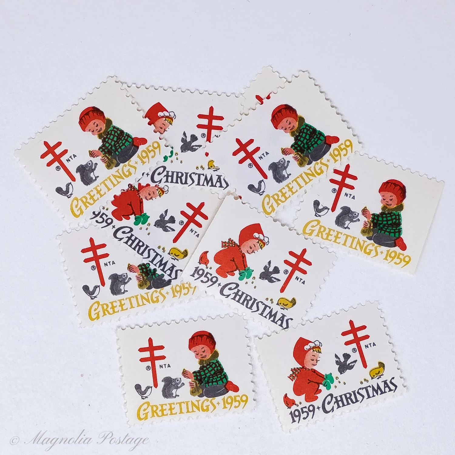 10 x 1959 American Lung Association Christmas Seals