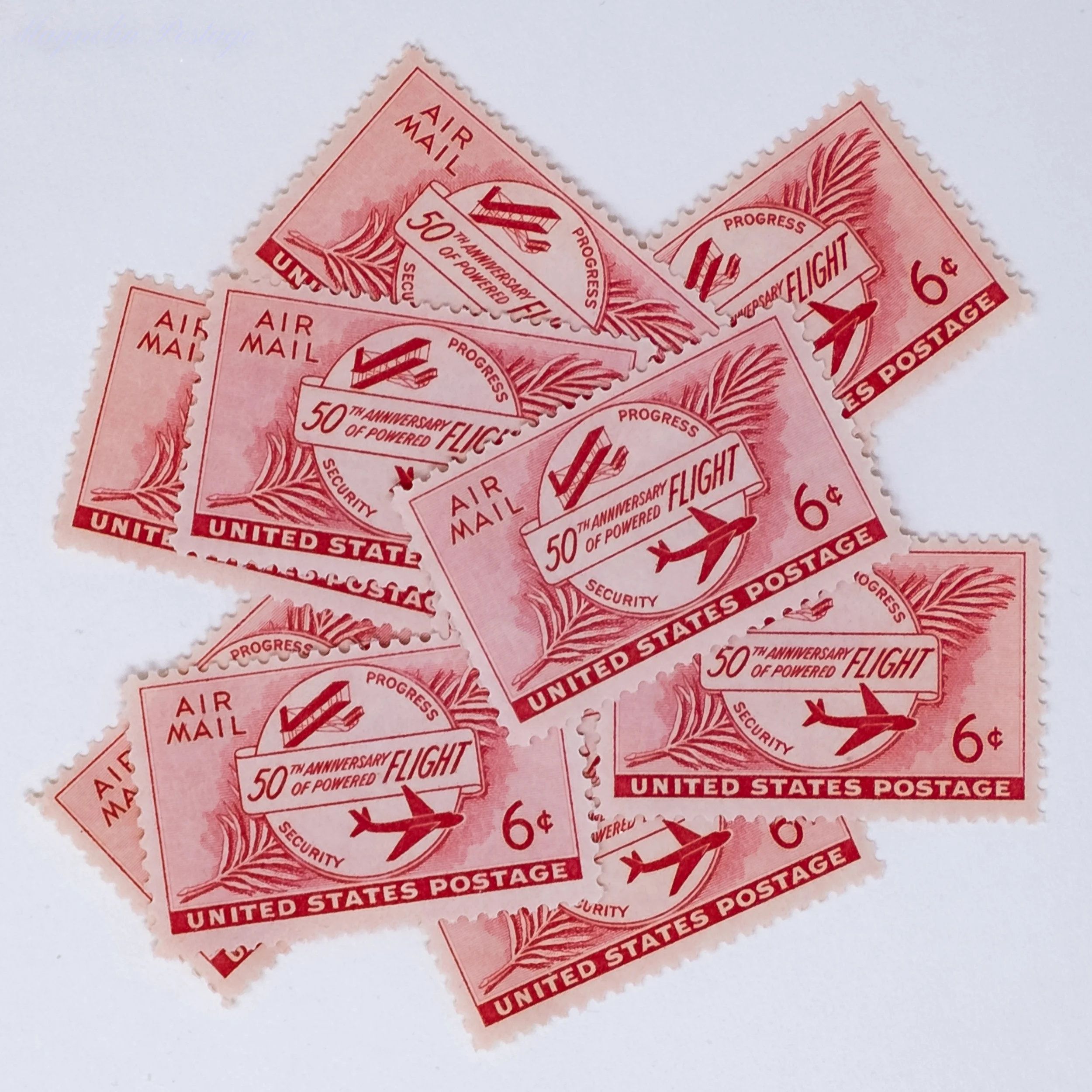 10 x 6-cent 50th Anniversary of Powered Flight Air Mail stamps