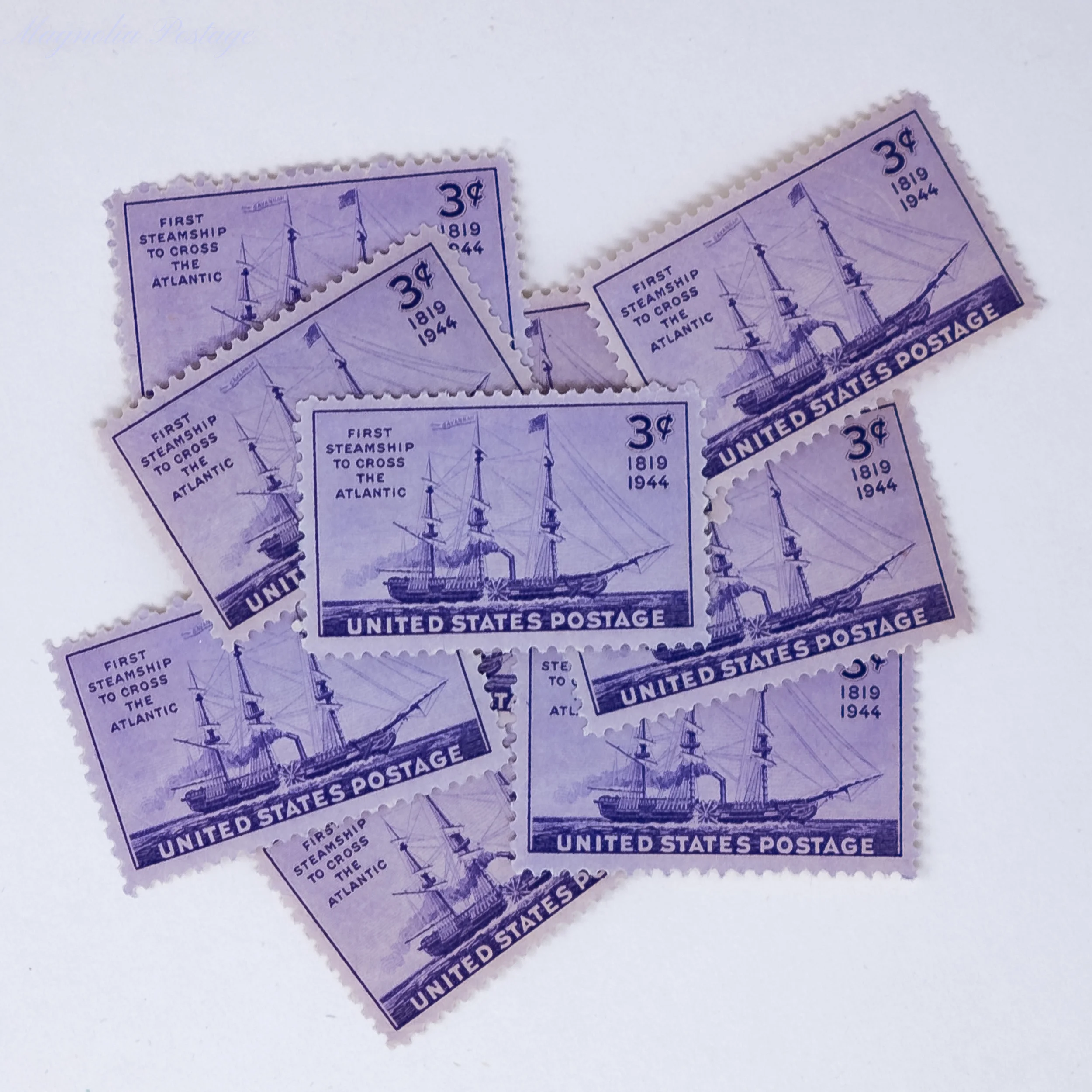 10 x 3-cent Steamship Savannah stamps