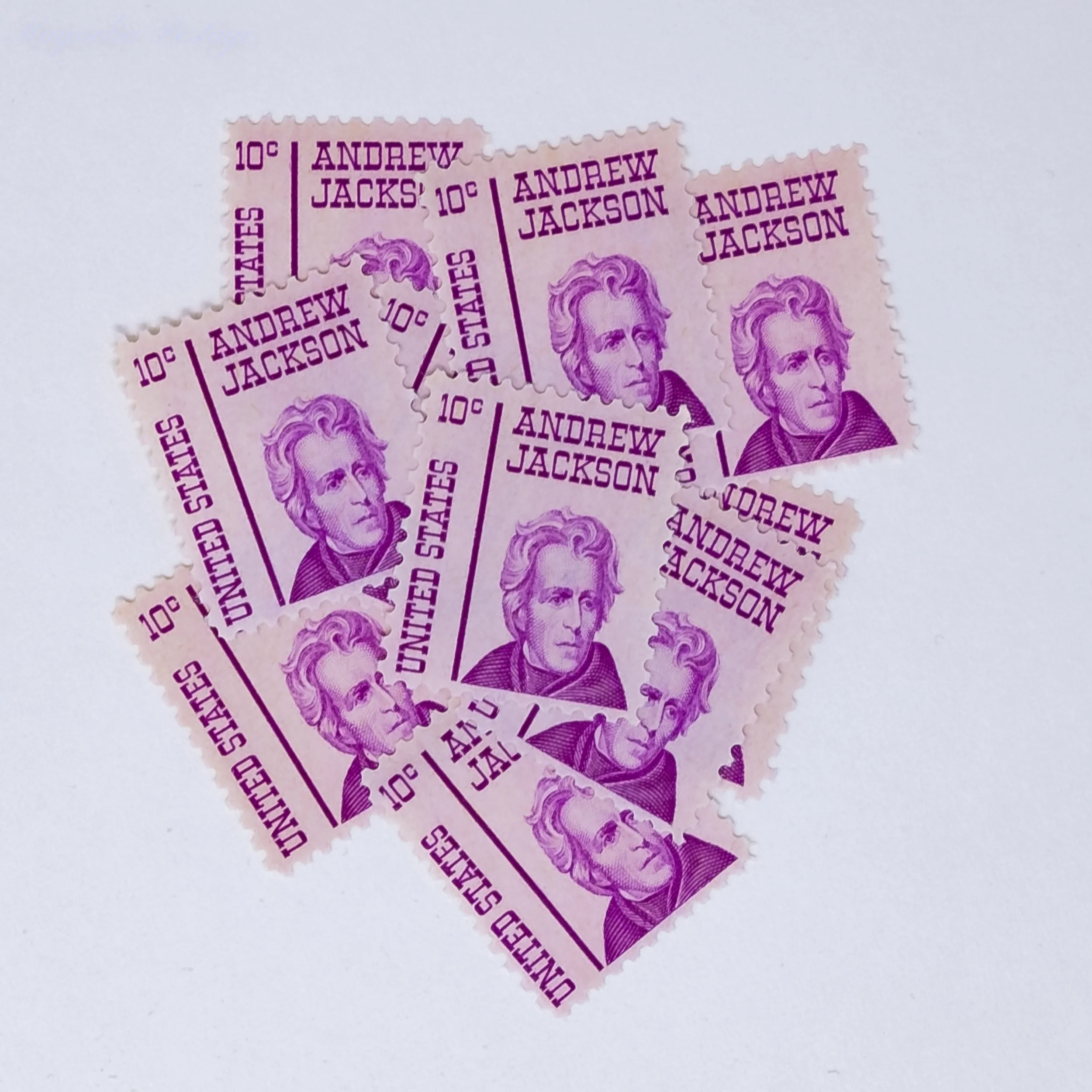 10 x 10-cent Andrew Jackson stamps
