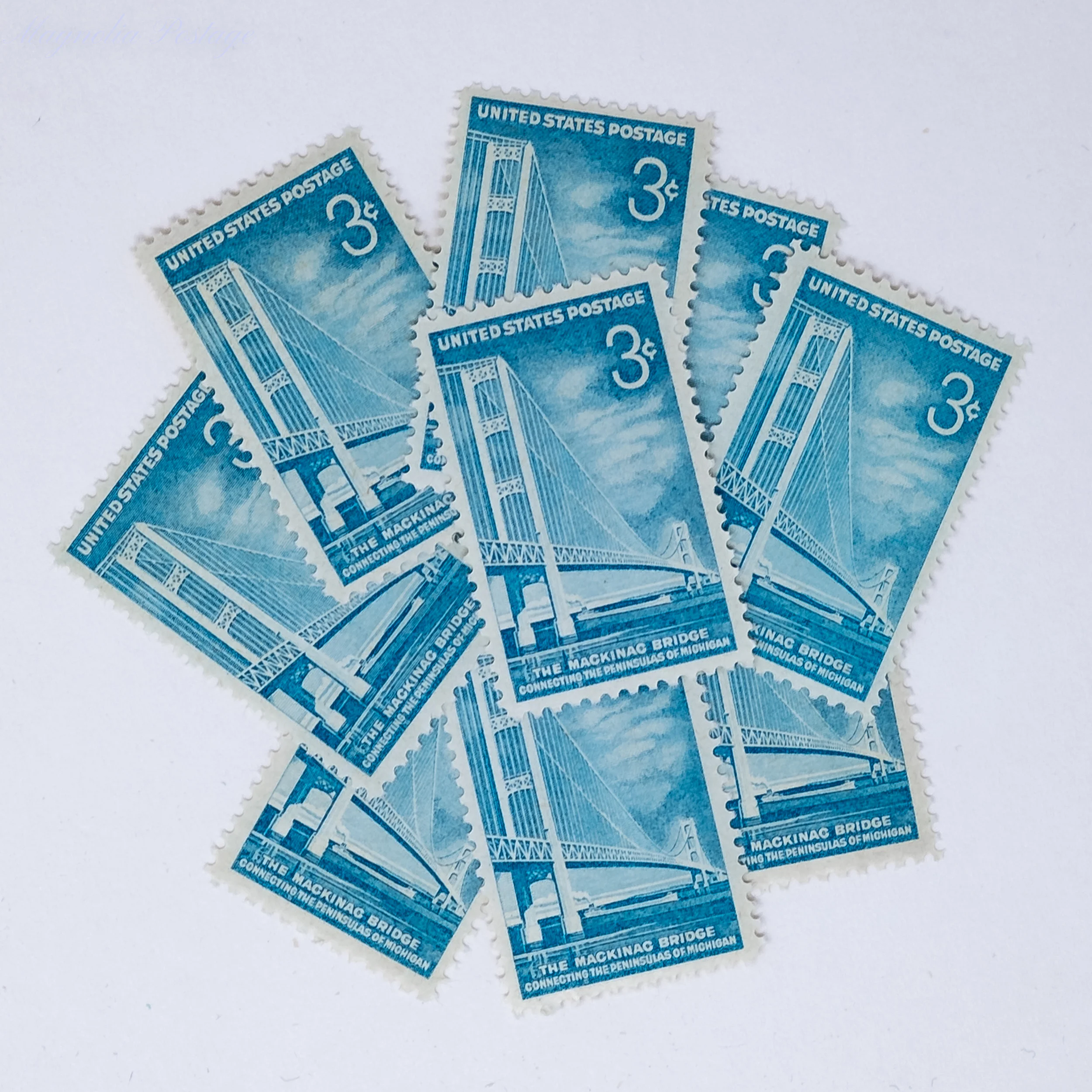 10 x 3-cent The Mackinac Bridge stamps