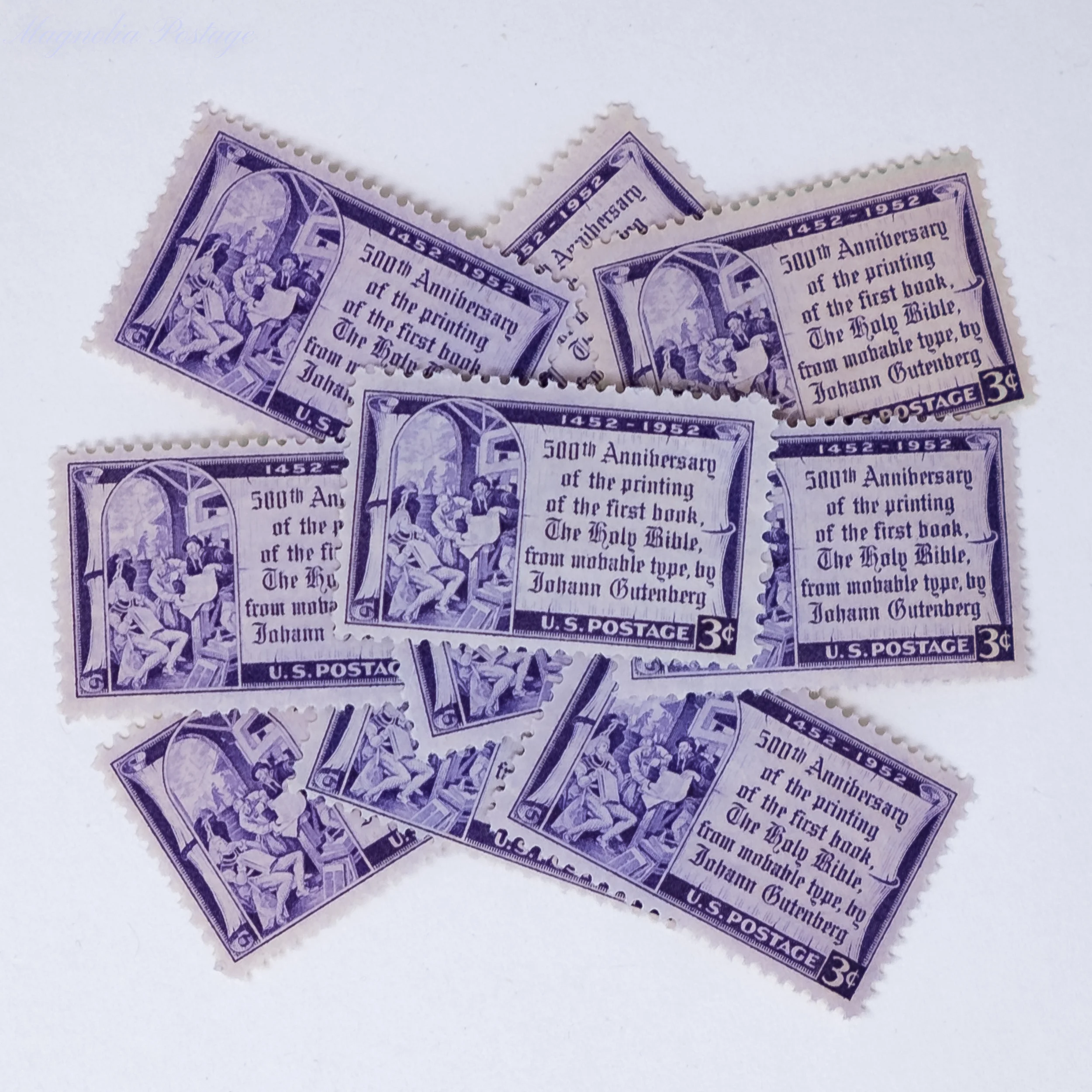 10 x 3-cent Gutenberg Bible  stamps