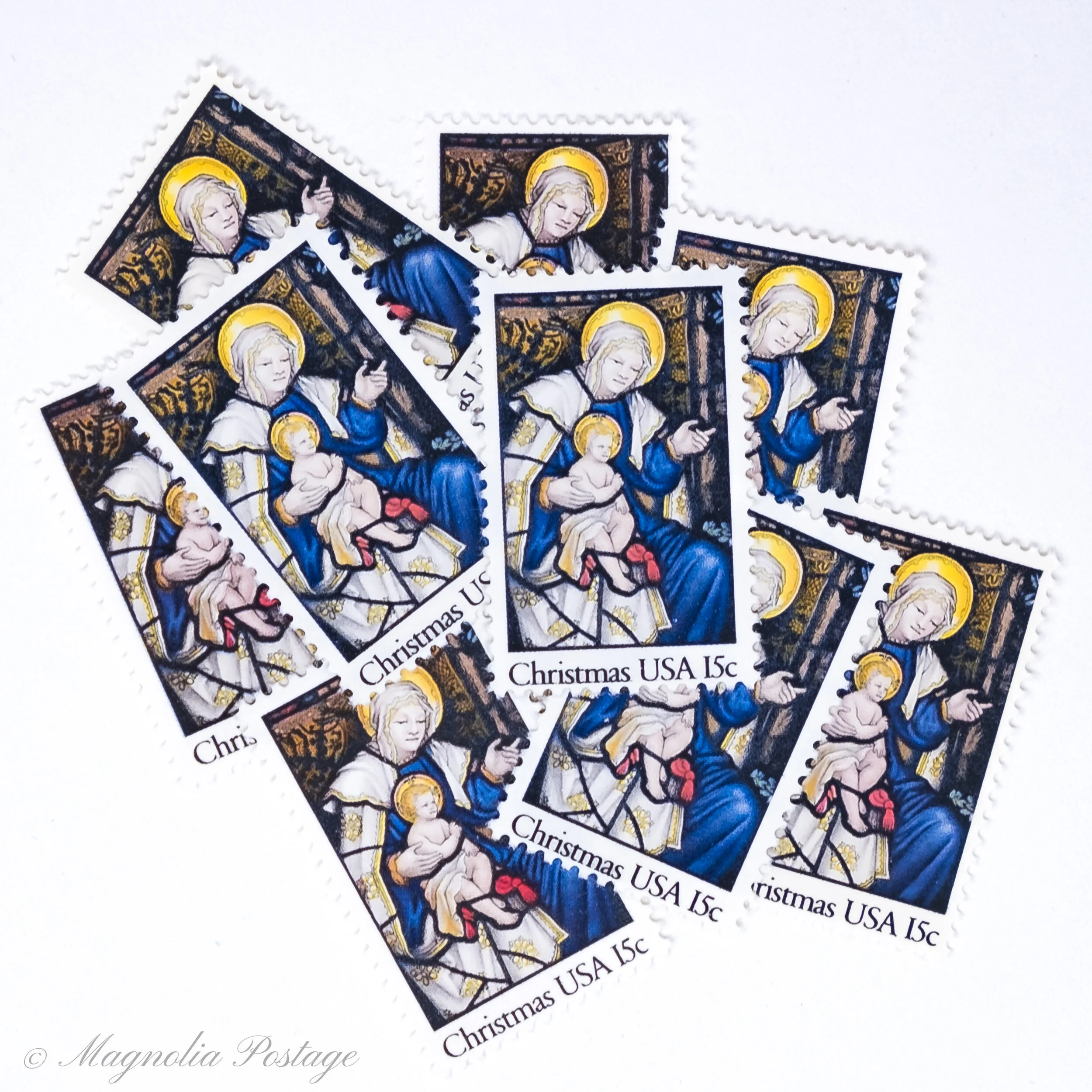 10 x 15-cent Stained Glass Madonna and Child stamps