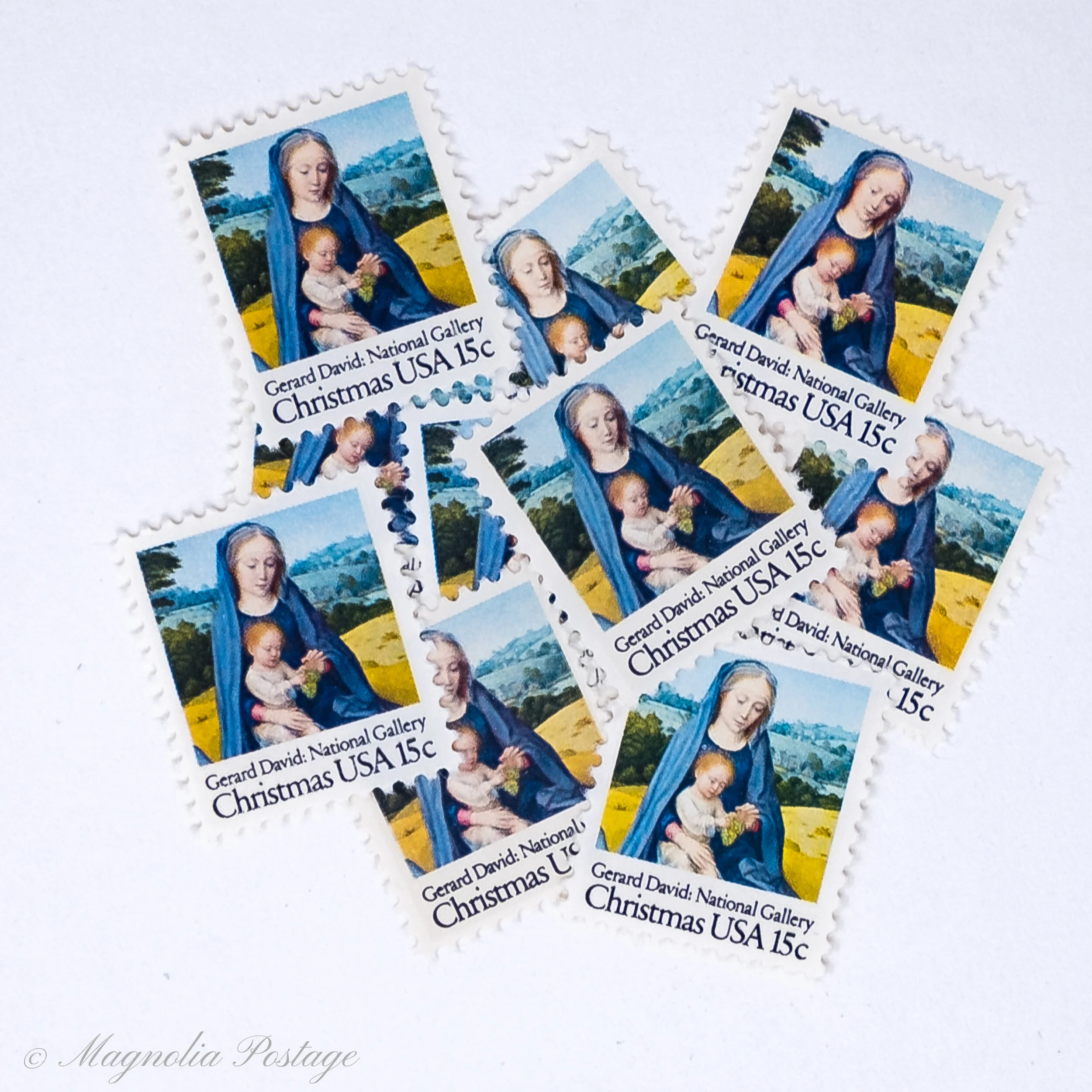 10 x 15-cent Madonna and Child Gerard David stamps