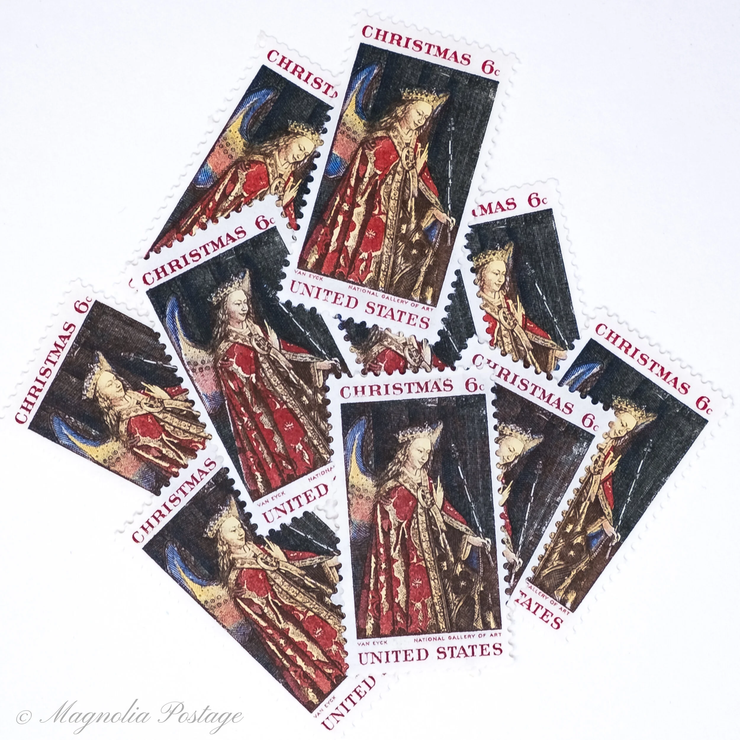 10 x 6-cent Christmas Angel in Red Robe stamps