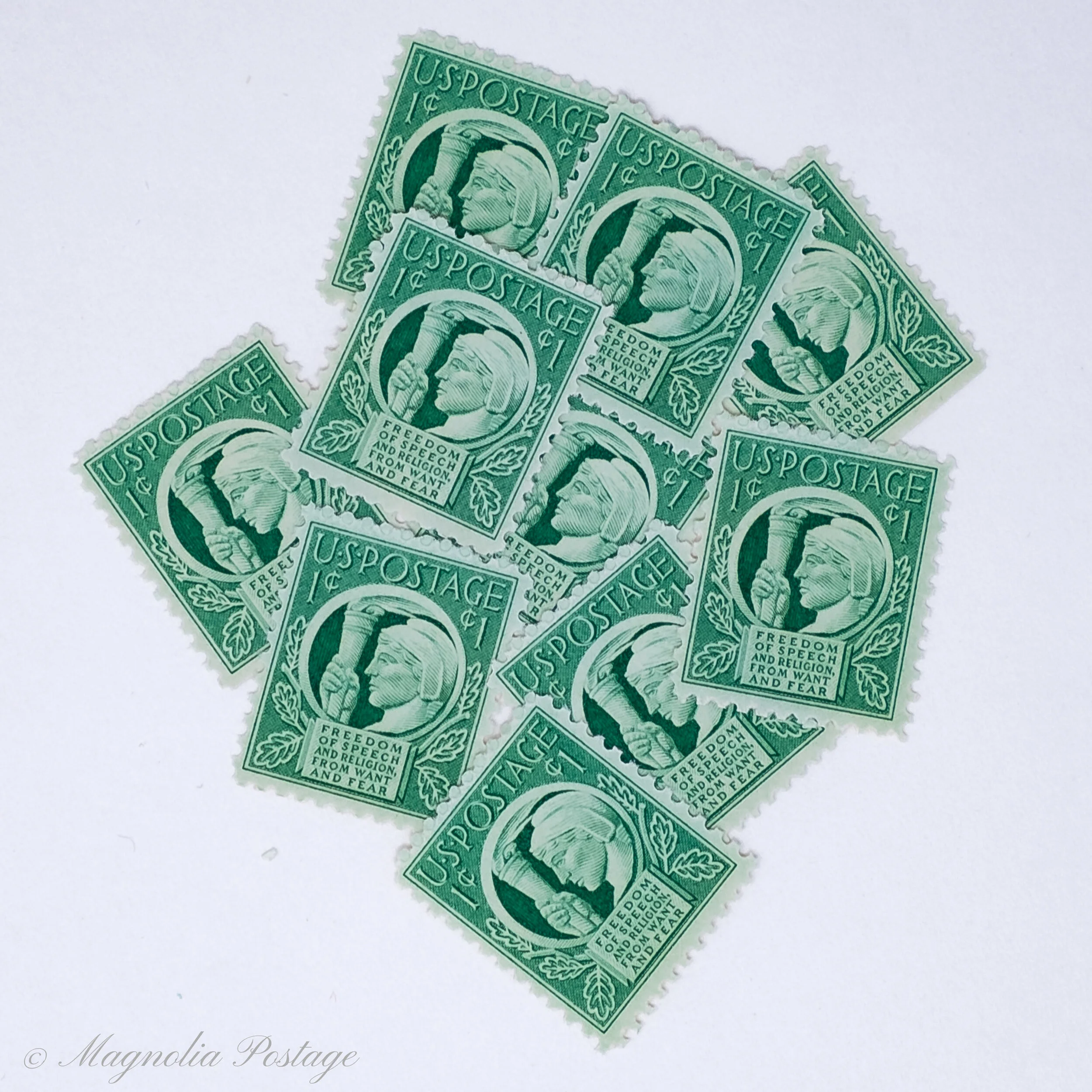 10 x 1-cent Freedom of Speech and Religion stamps