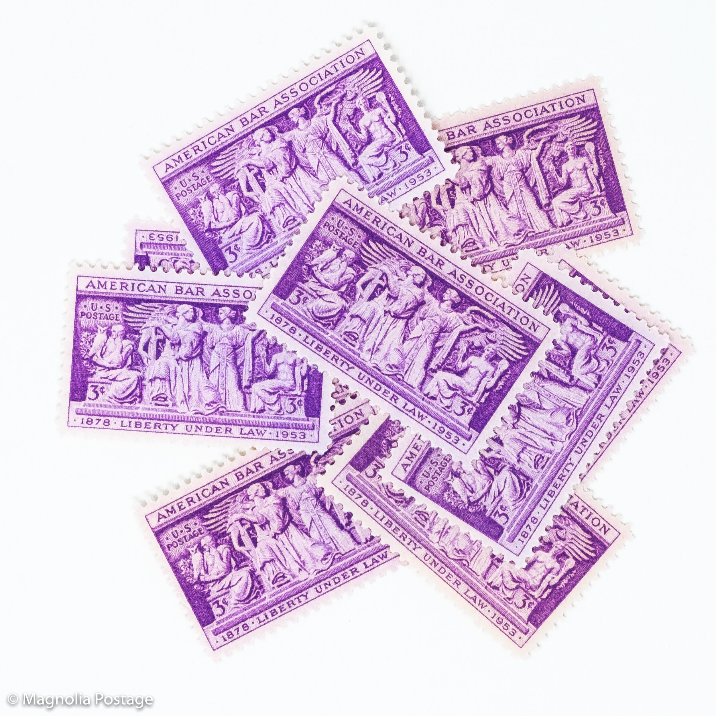 10 x 3-cent American Bar Association - 75th Anniversary stamps