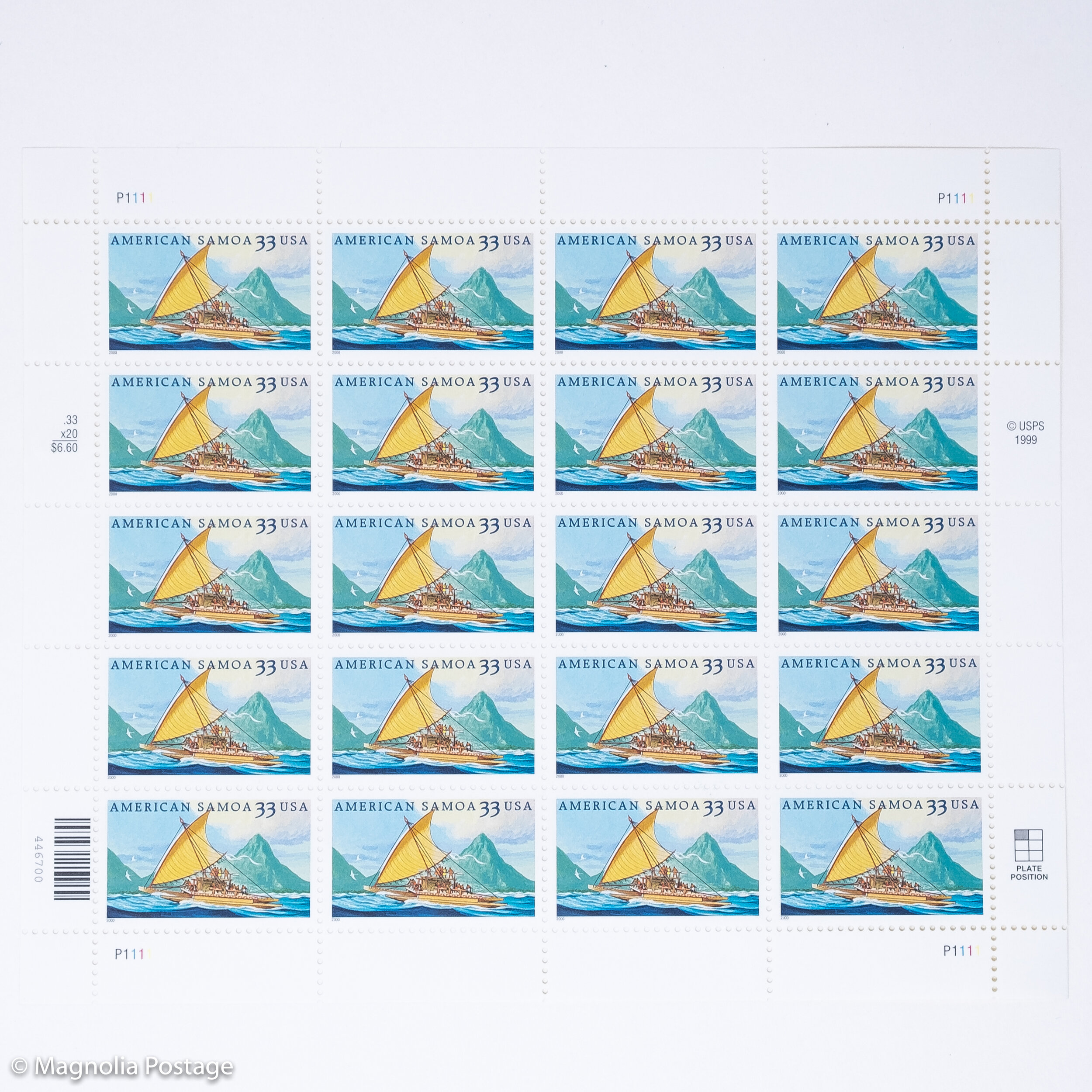 20 33-cent American Samoa stamps