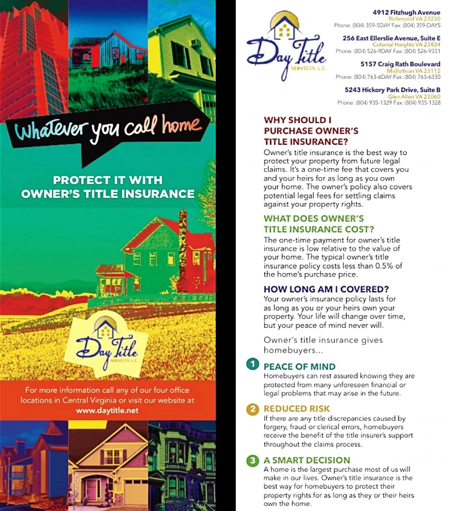 Brochure designed for Day Title, a Title Insurance company in Richmond, Virginia