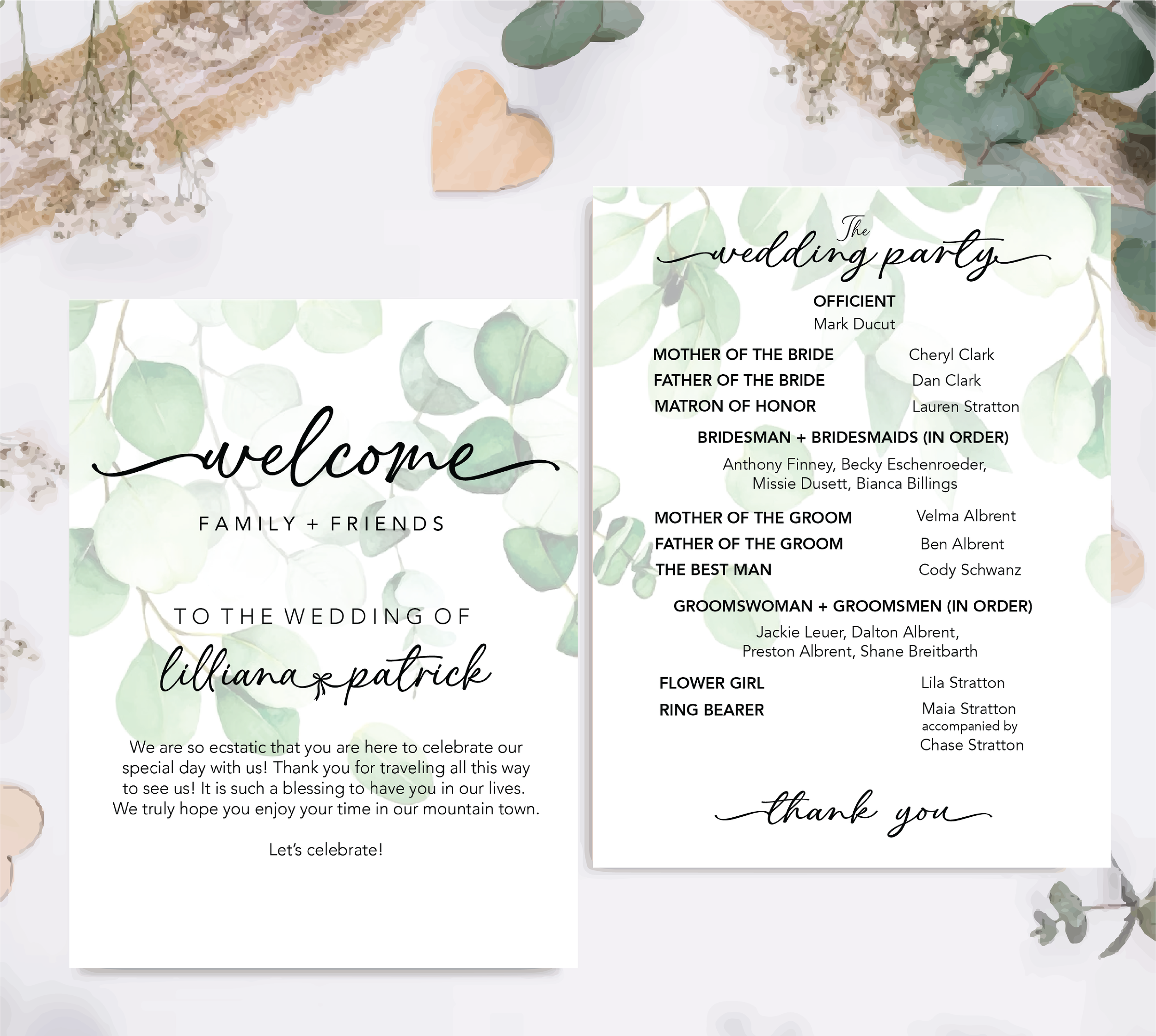 Program I designed for my wedding