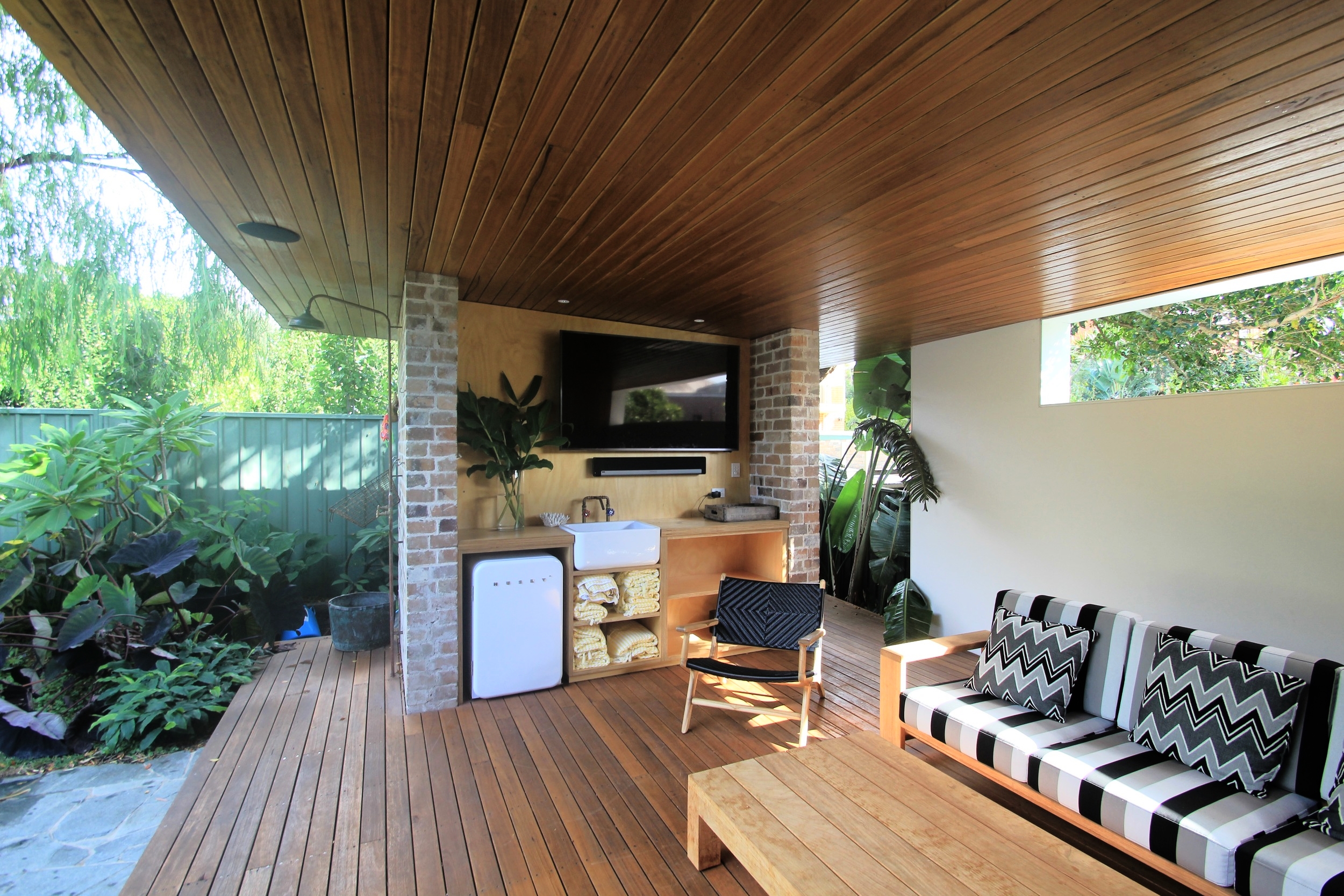 Blackbutt timber decking is used to line the new pool pavilion.