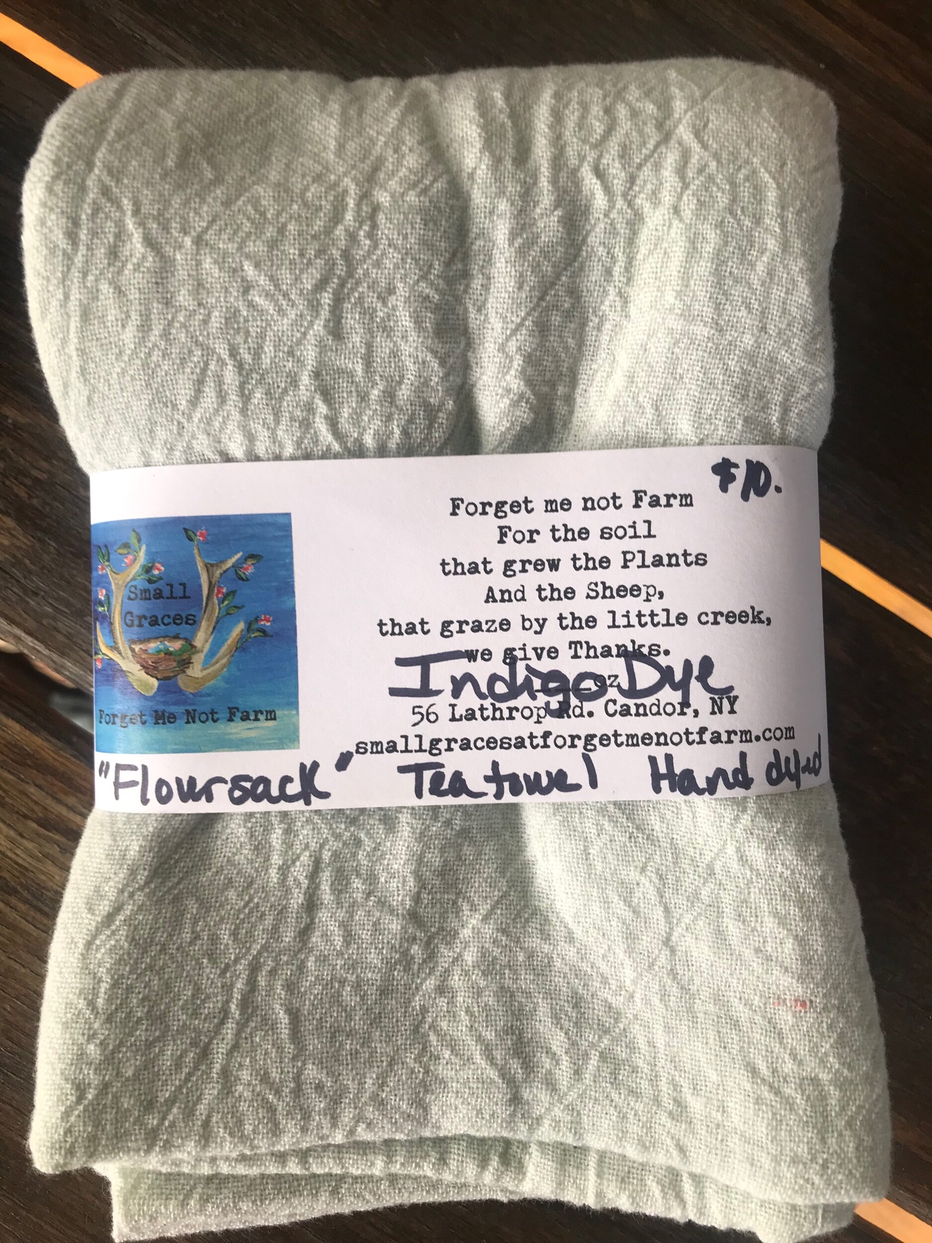 Dyed Idaho Syringa Tea Towel, Screen Printed flour sack dish towel