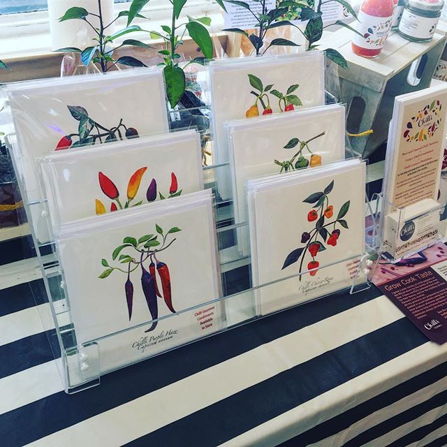 Lovely to see @chilligourmets yesterday @greensofoxton 🌶 and exciting to see the cards I illustrated for Janey on display! Hope it was a successful tasting day! 🙂